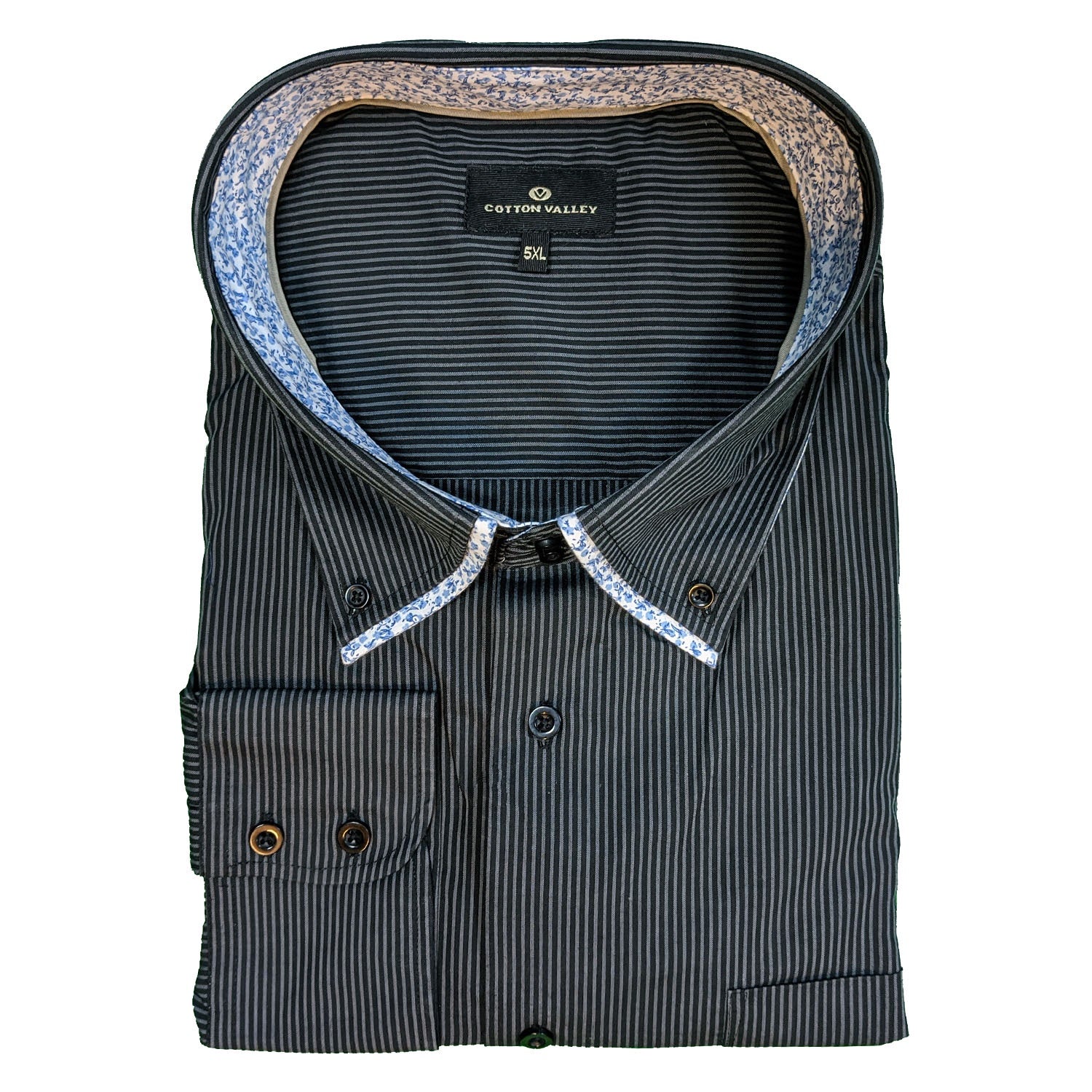 Cotton Valley L/S Stripe Shirt - 15545 - Charcoal