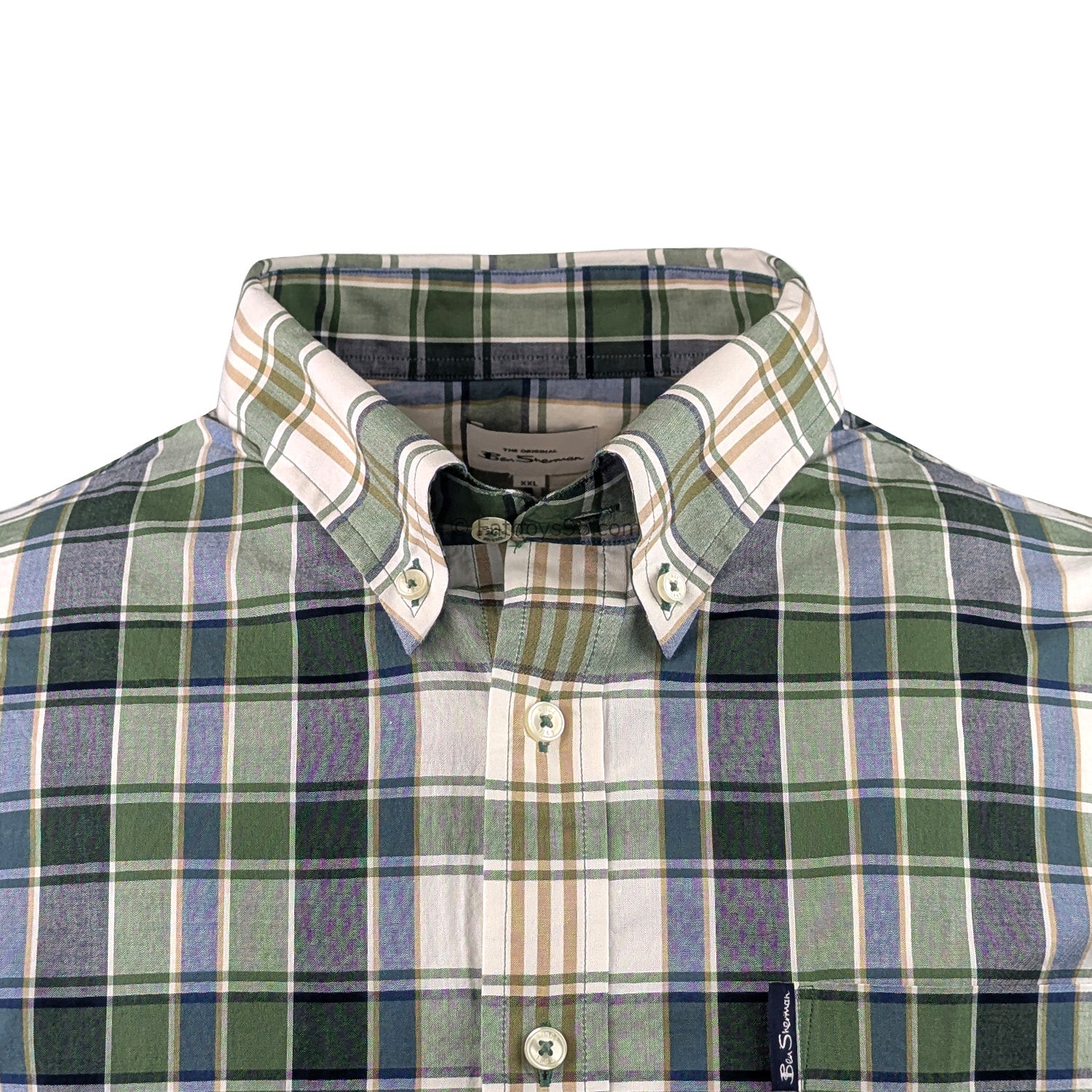 Ben Sherman S/S Irregular Check Shirt - 0071134IL - Rich Fern 2