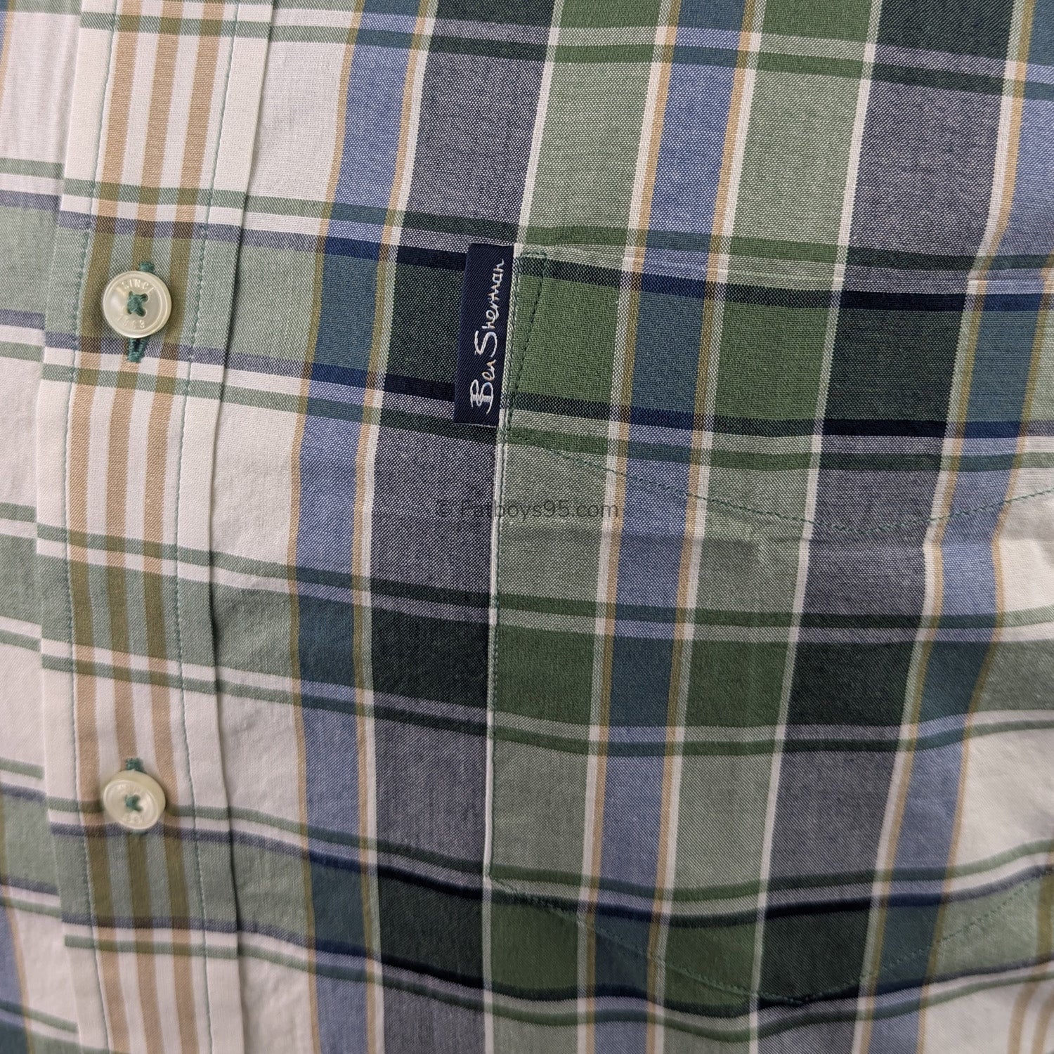 Ben Sherman S/S Irregular Check Shirt - 0071134IL - Rich Fern 3