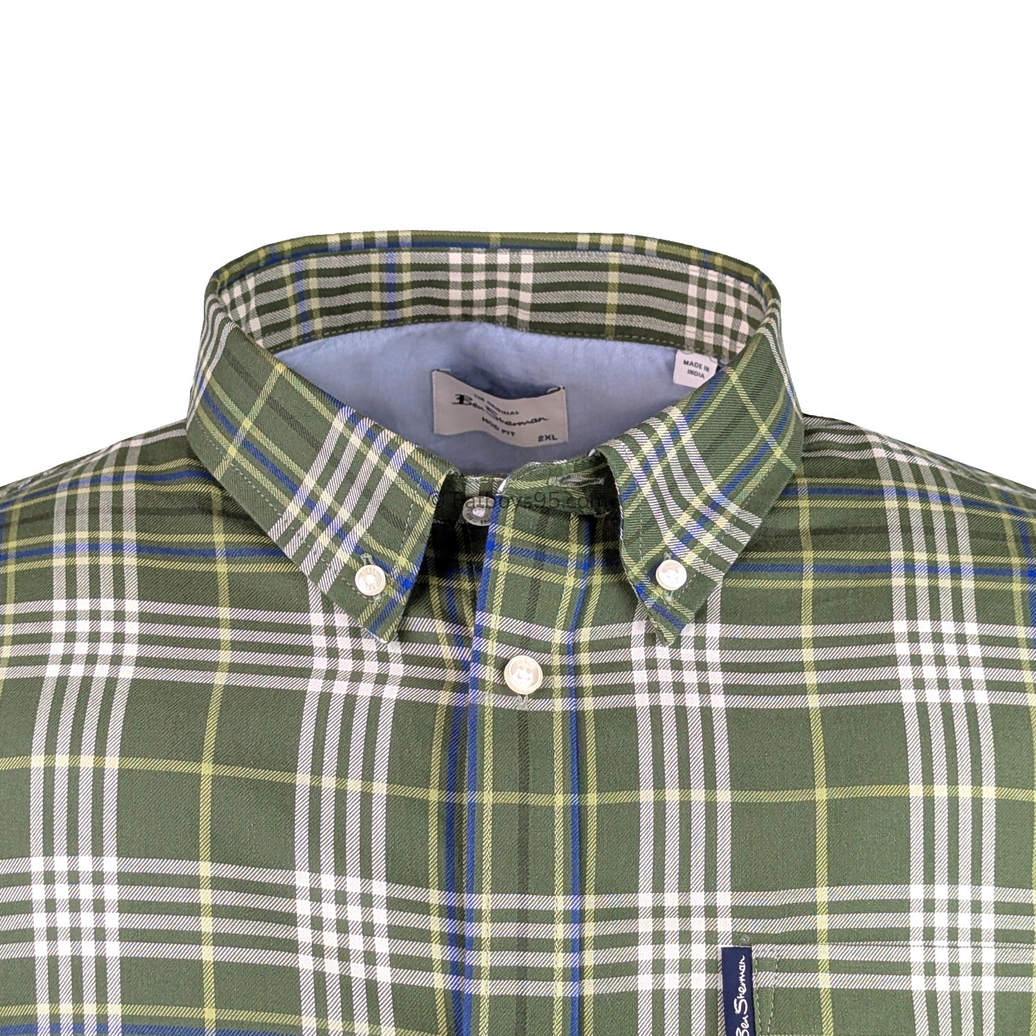 Ben Sherman Multi Check L/S Shirt - 1013099IL - Litchen Green 2
