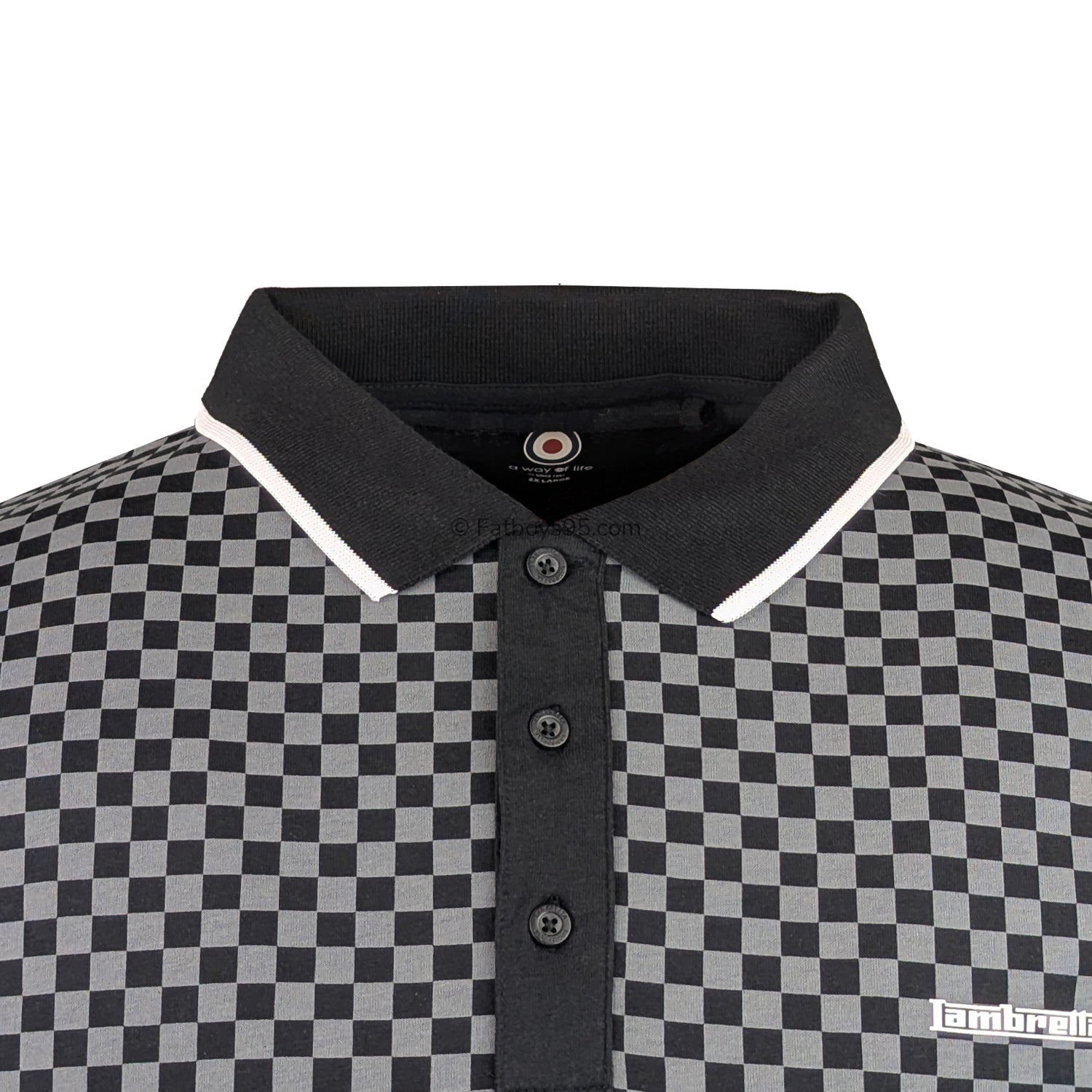 Lambretta Two Tone AOP Polo - LB1224 - Black / Grey 2