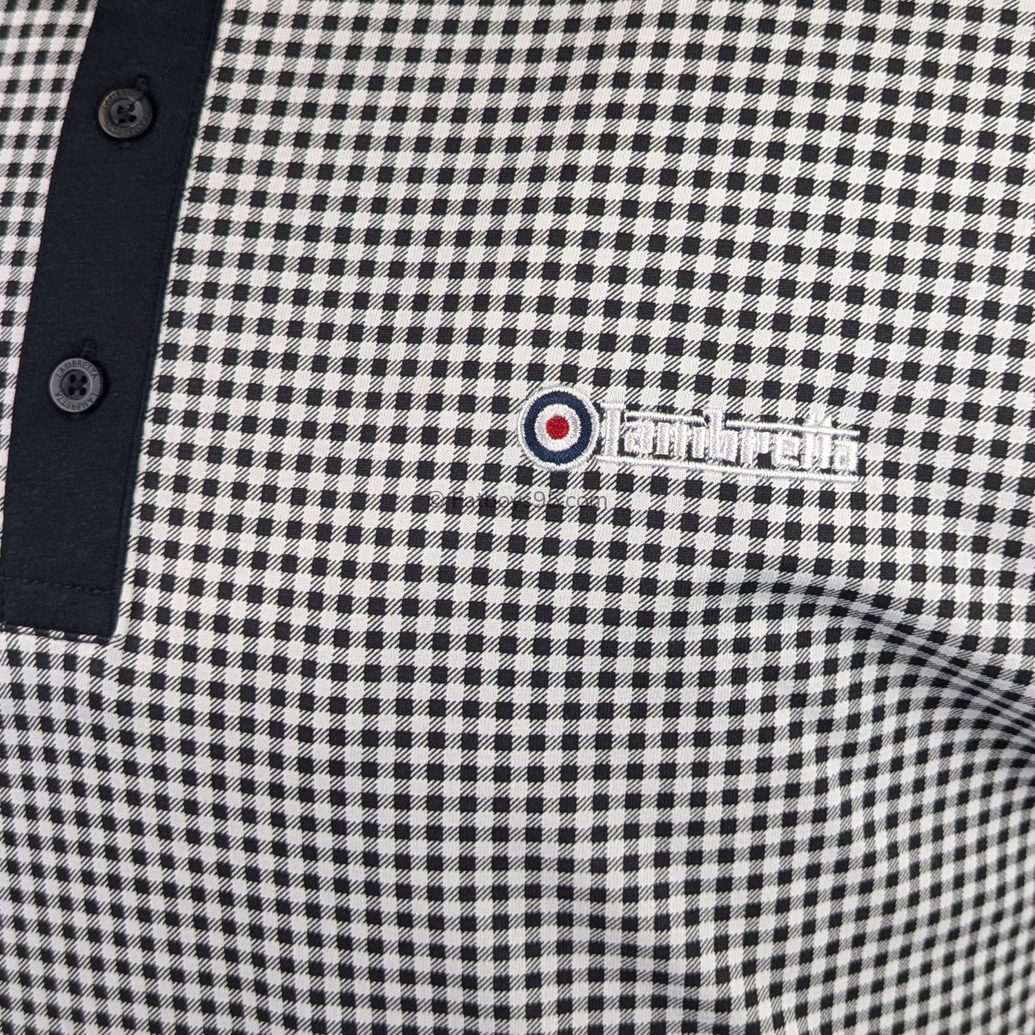Lambretta Gingham AOP Polo - LB1500 - Black