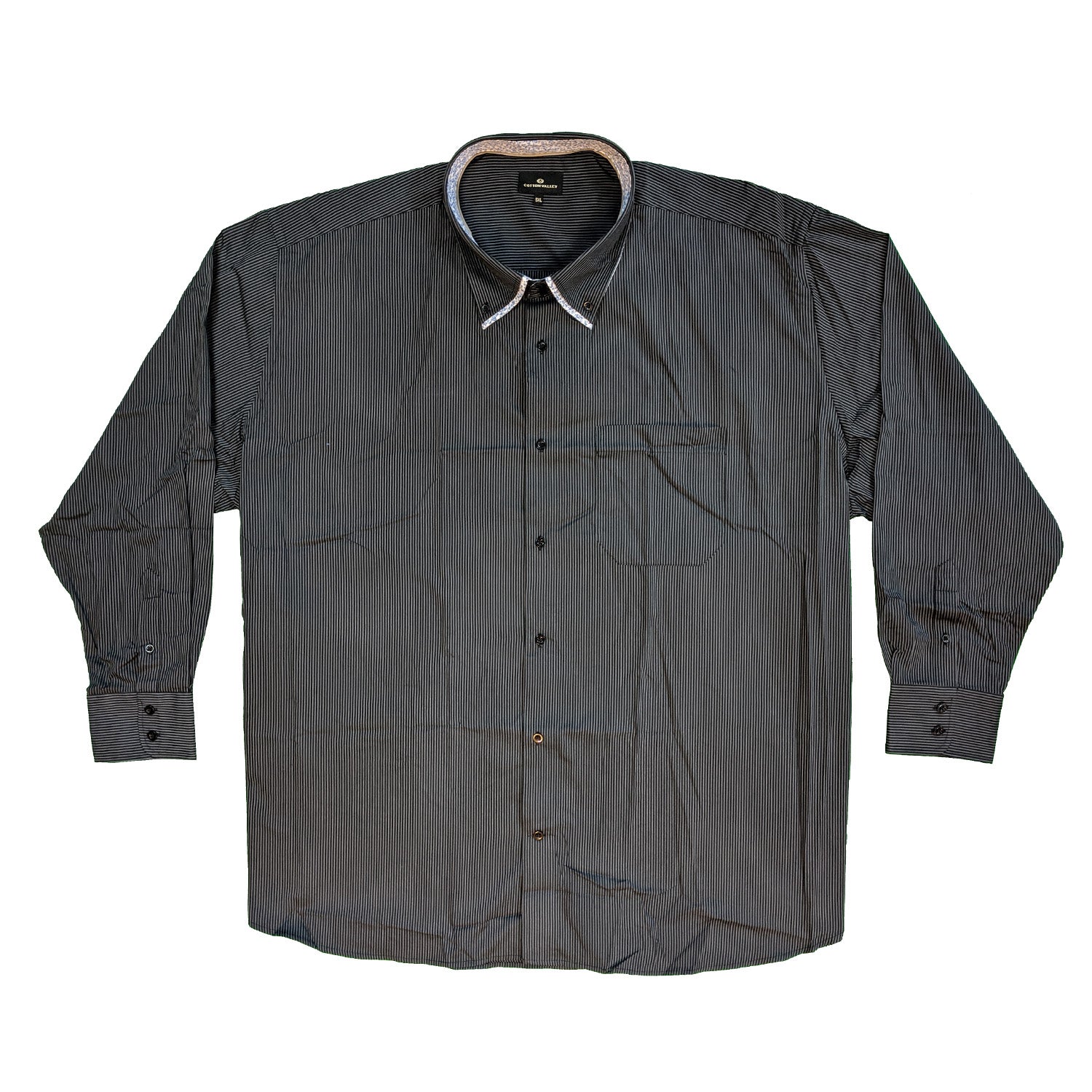 Cotton Valley L/S Stripe Shirt - 15545 - Charcoal