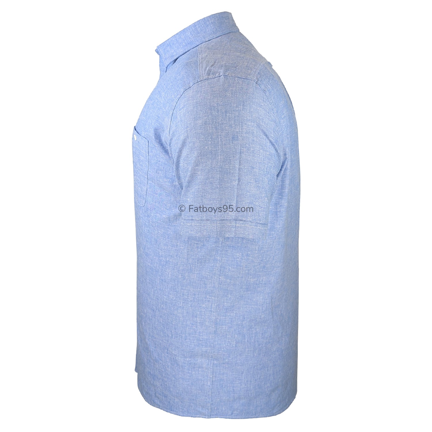 Double Two Linen S/S Shirt - DTLS1202 - Mid Blue