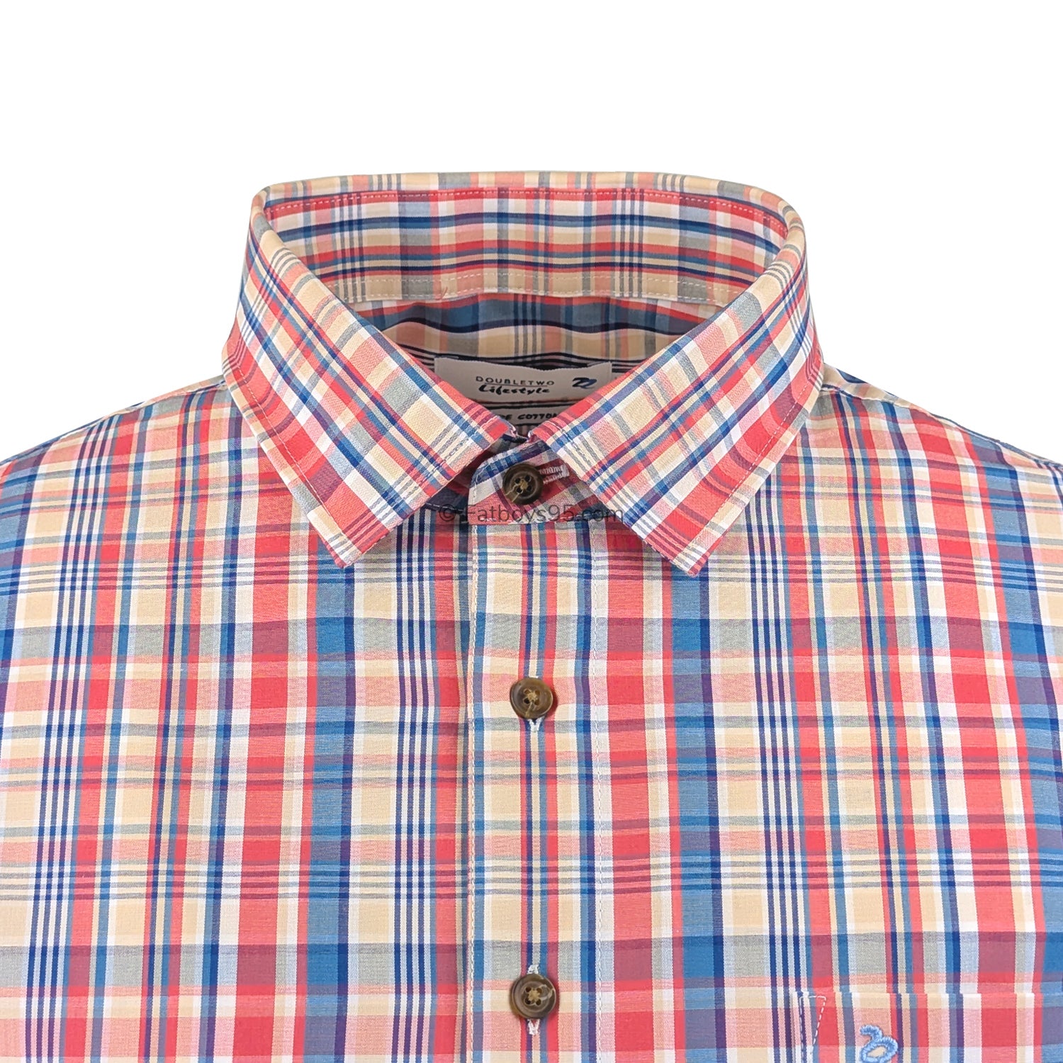 Double Two Check S/S Shirt - DTLS1261 - Red 2