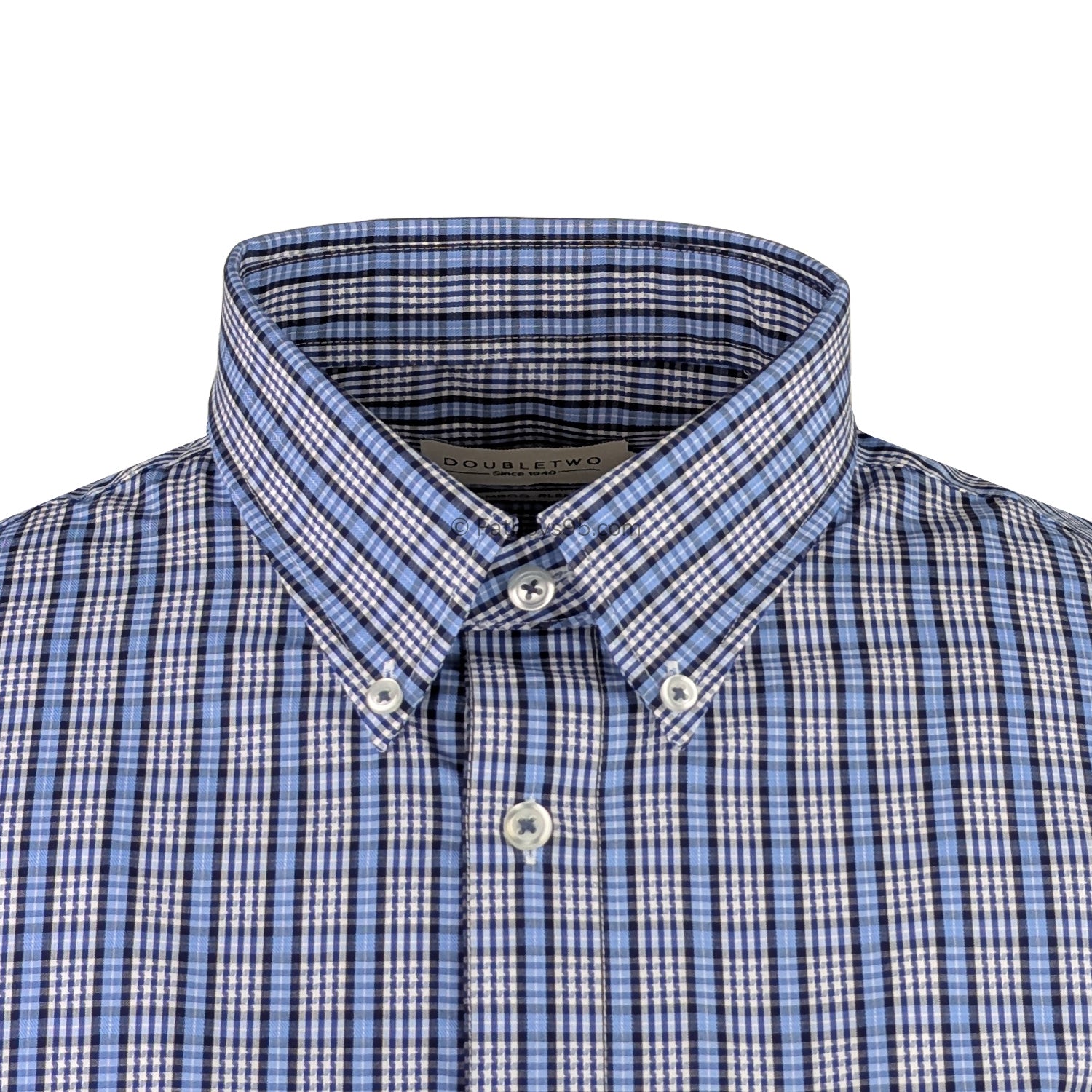 Double Two Bamboo Check L/S Shirt - GS4290 - Blue 2