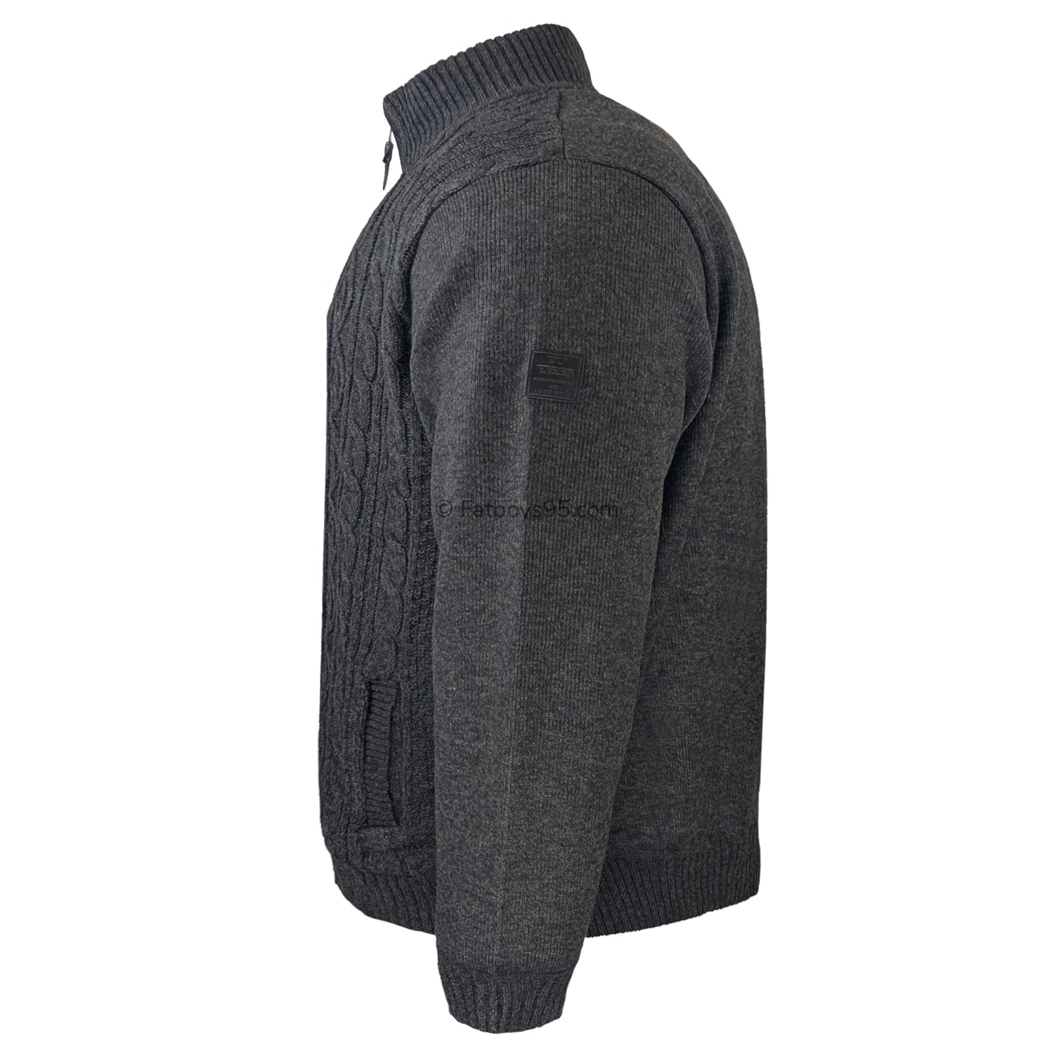 D555 Cable Knit Full Zip Sweater - Eamon (802002) - Charcoal Marl 4