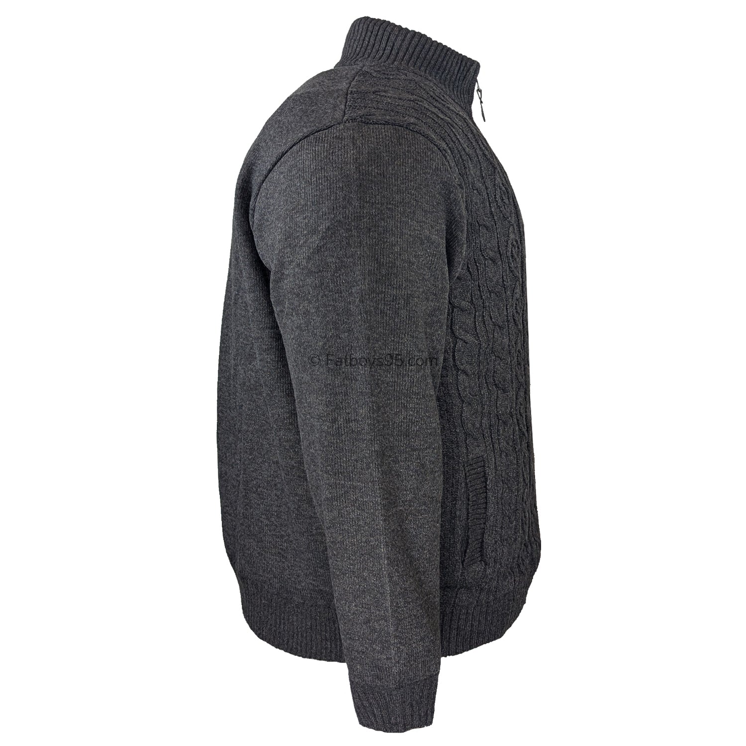 D555 Cable Knit Full Zip Sweater - Eamon (802002) - Charcoal Marl 5