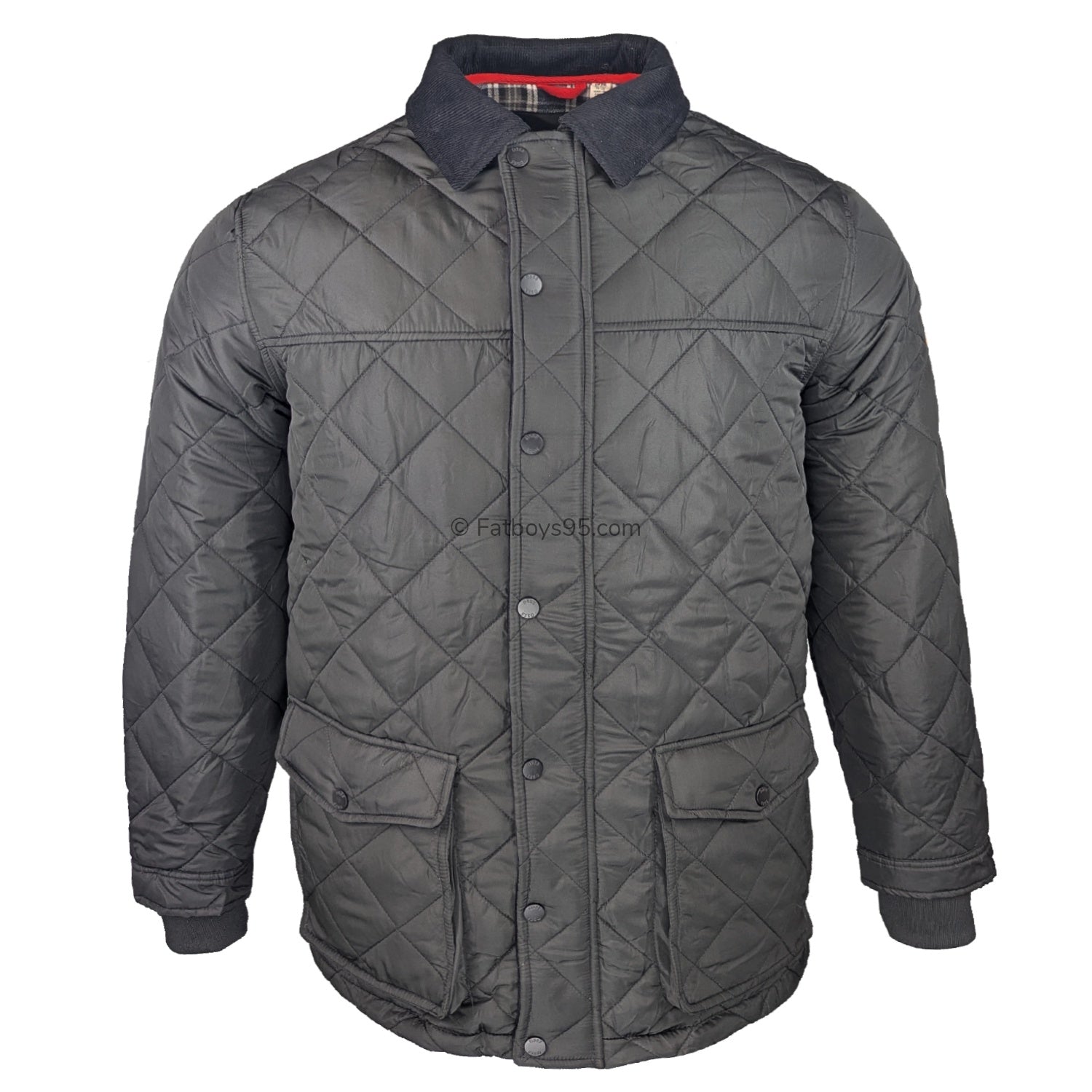 D555 Quilted Jacket with Corduroy Collar - Harborough (301805) - Black 1