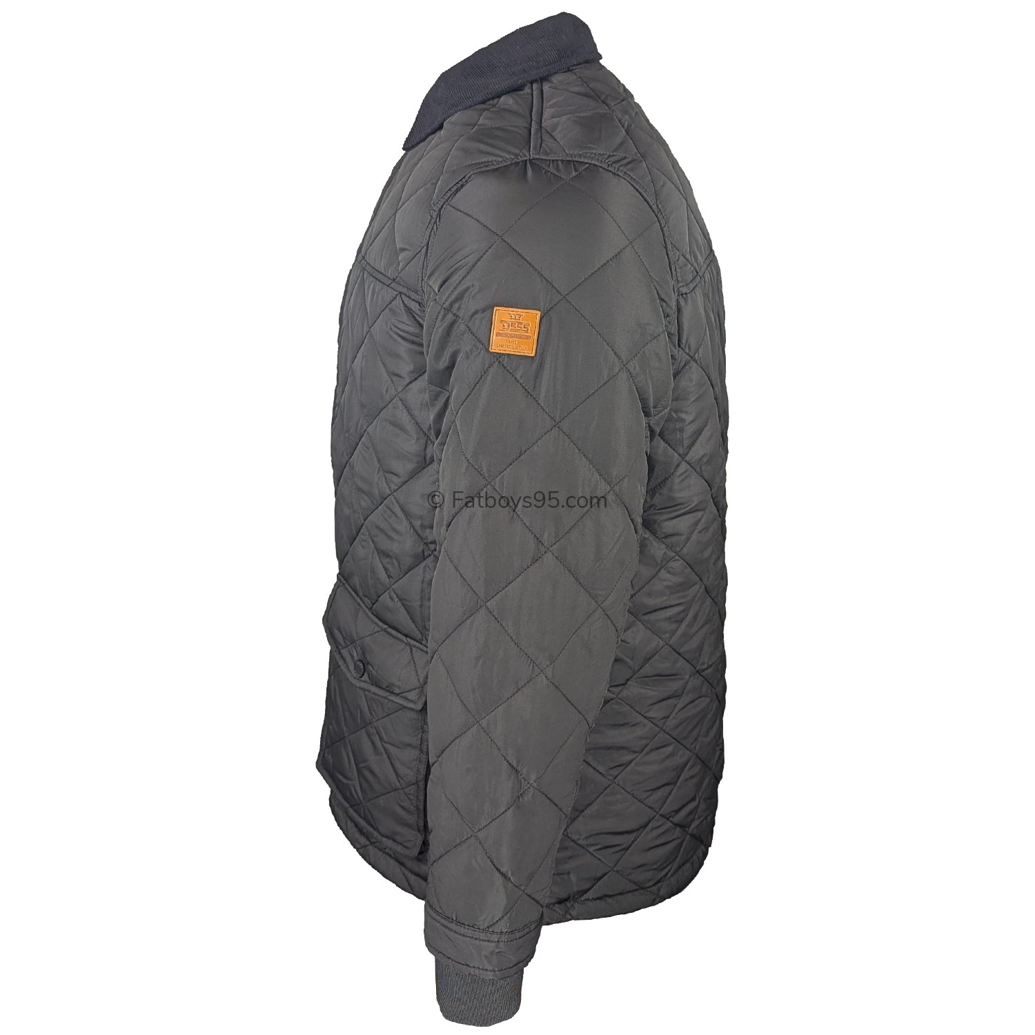 D555 Quilted Jacket with Corduroy Collar - Harborough (301805) - Black 4