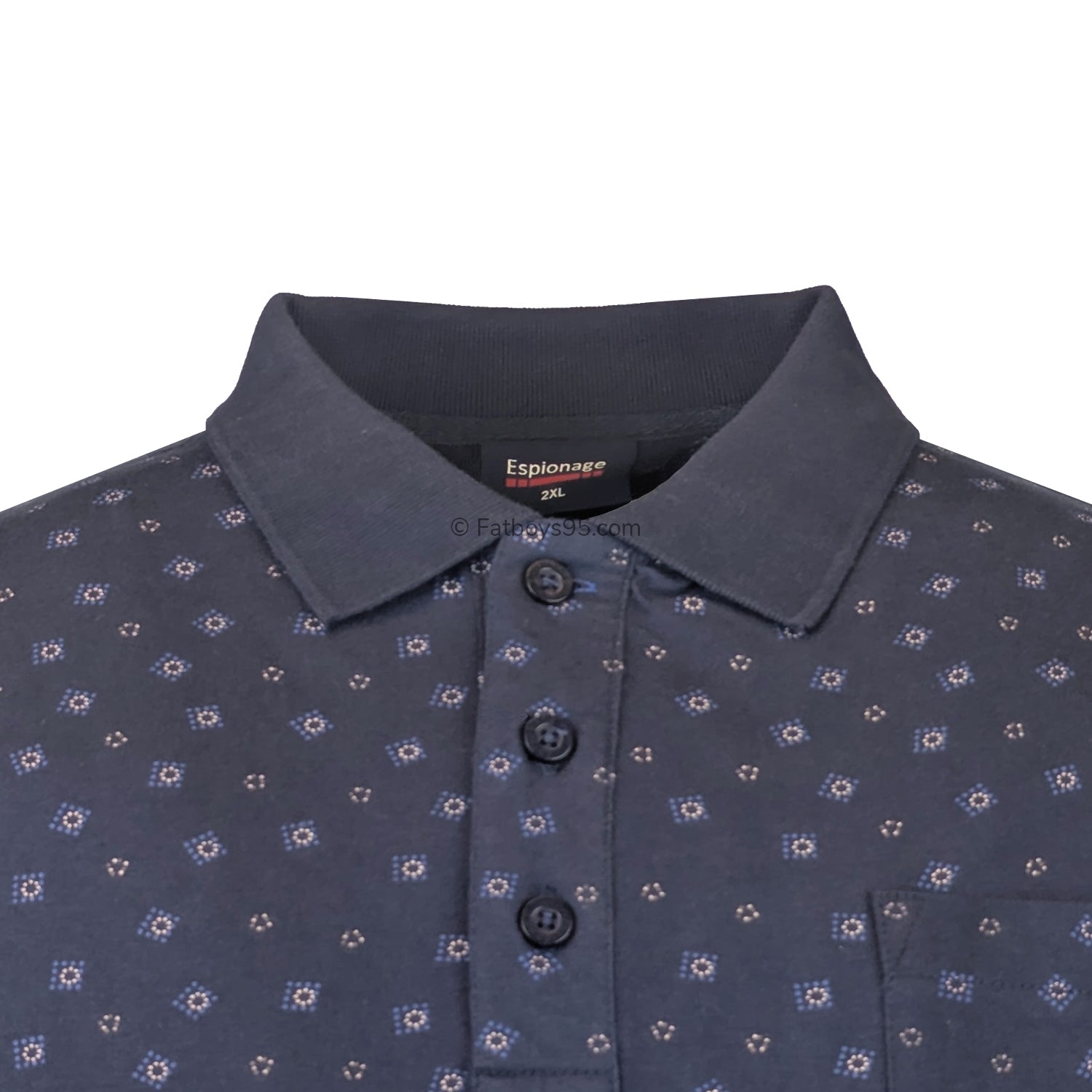 Espionage Geometric Print Polo - P164 - Navy 2