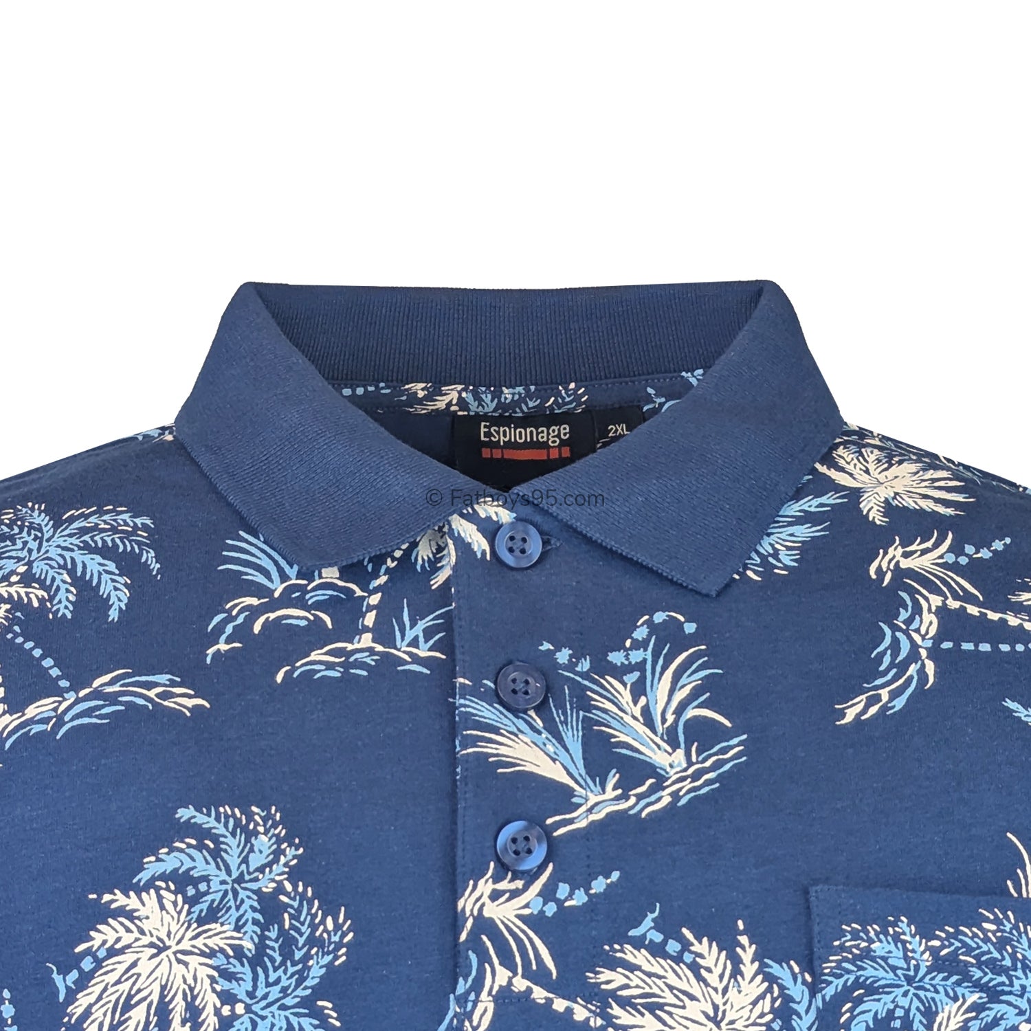Espionage Palm Print Polo - P182 - Blue 2