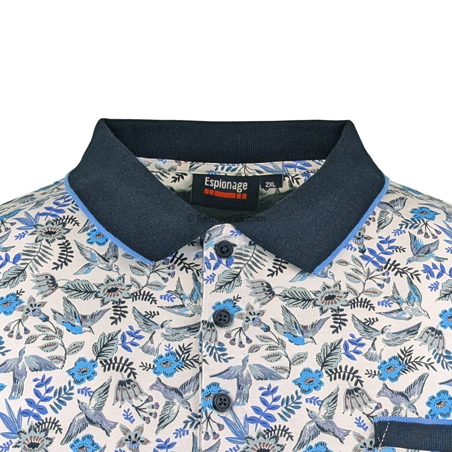 Espionage All Over Bird Print Polo - P224 - Navy 2