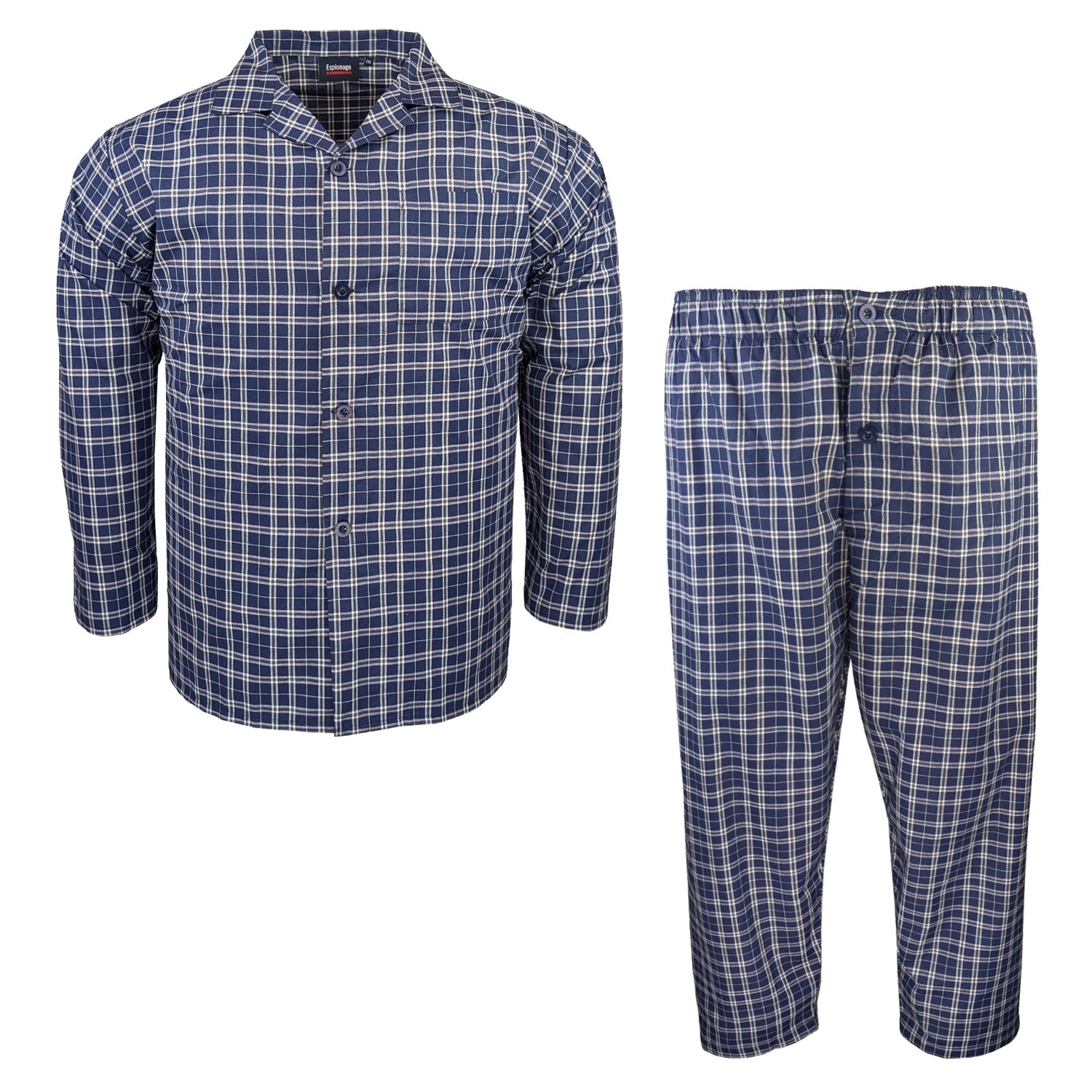Espionage Traditional PJs (Shirt & Trousers) - PJ156 - Navy Check 1