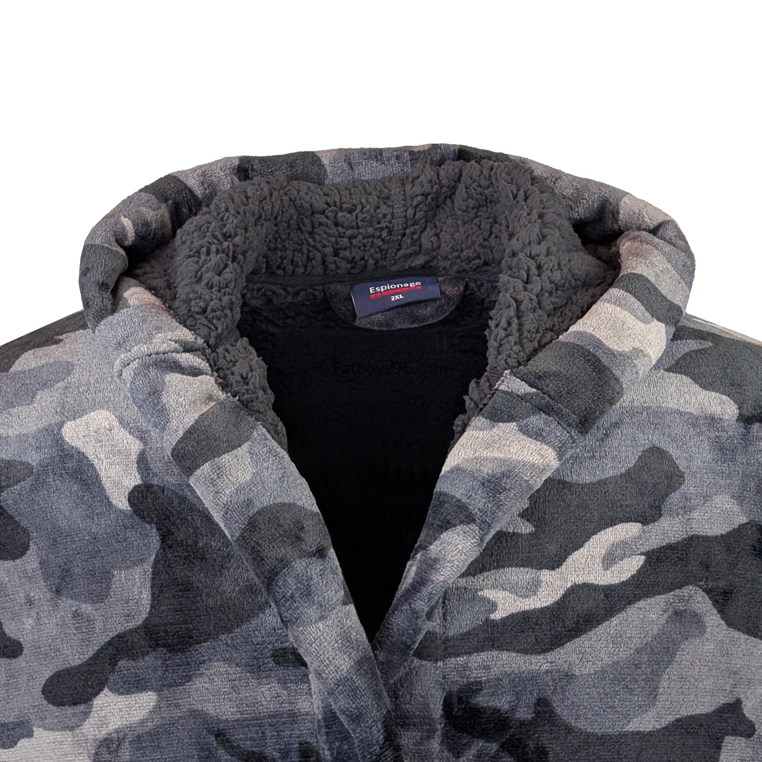Espionage Camo Fleece Dressing Gown - PJ159 - Black / Grey 2