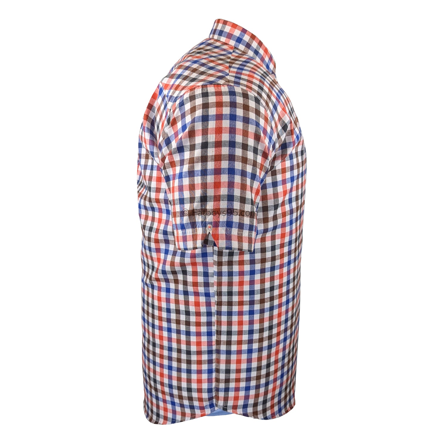 Espionage Check S/S Shirt - SH376 - Royal / Brown / Orange 4