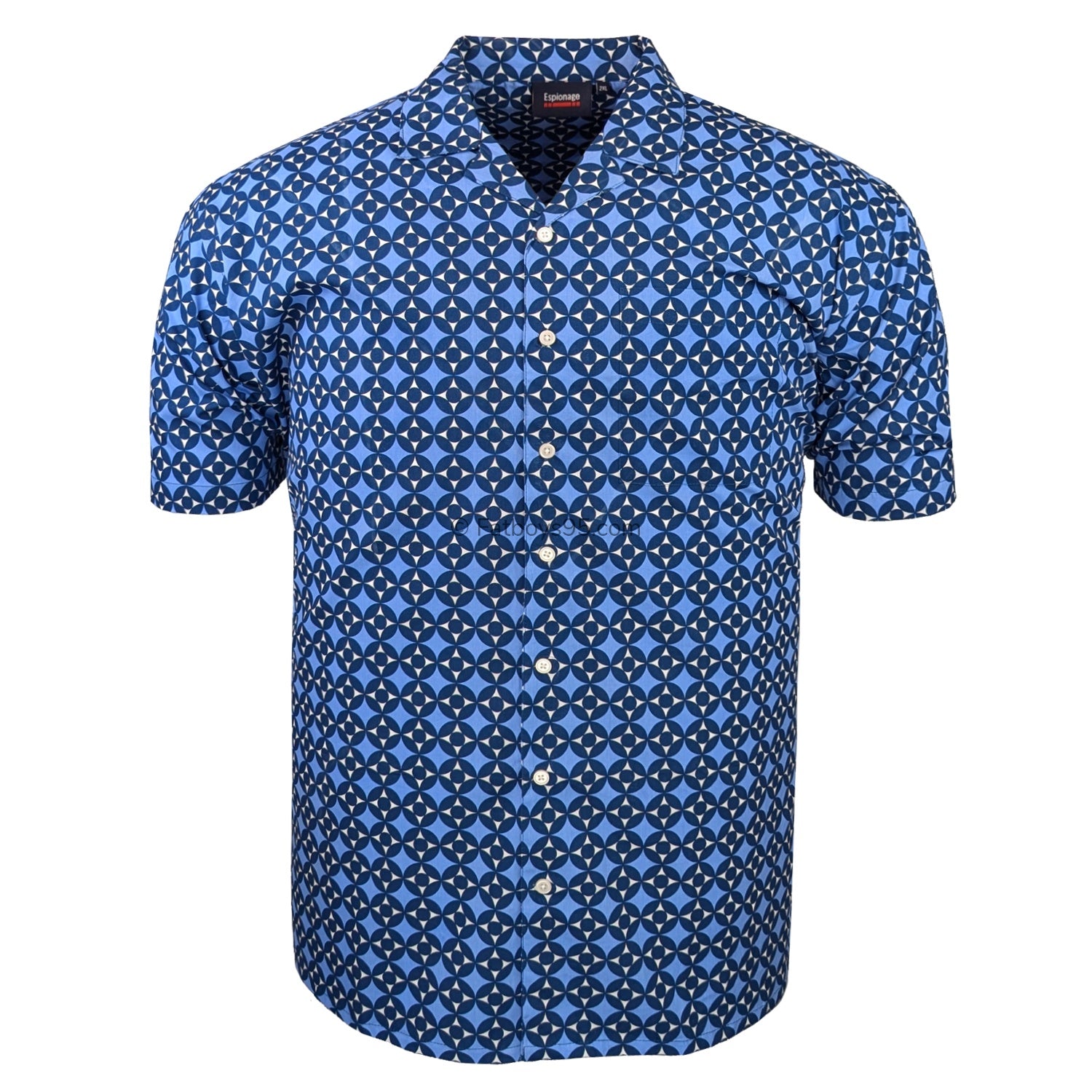 Espionage Geometric Print S/S Shirt - SH417 - Blue 1