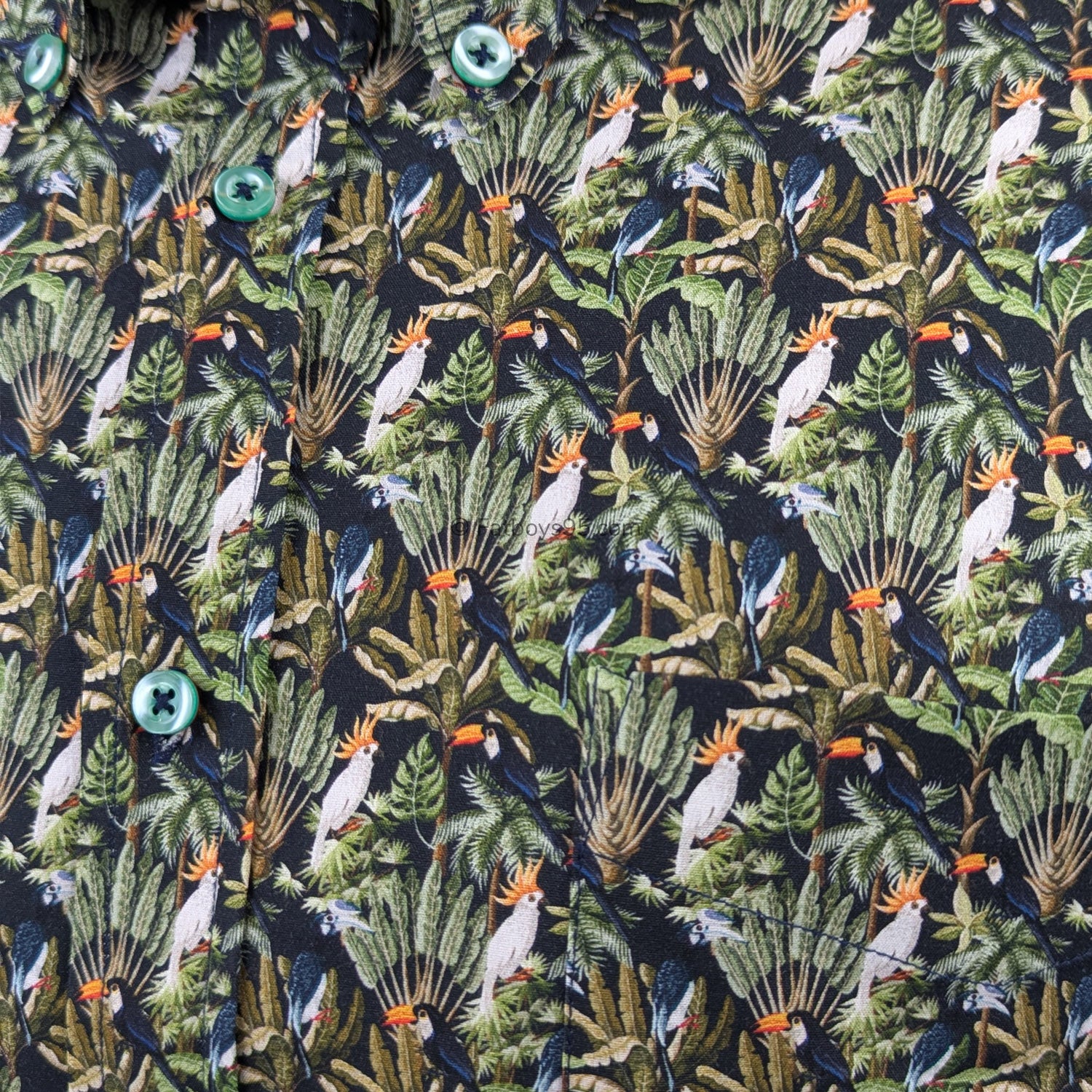 Espionage Bird Print S/S Shirt - SH429 - Navy / Green 3