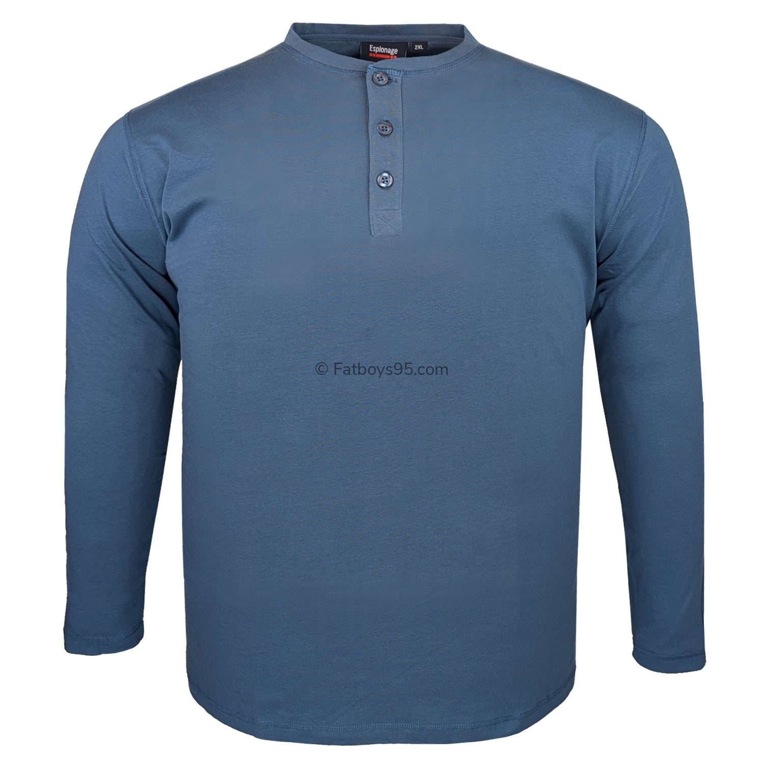 Espionage Long Sleeve Grandad Tee - T310 - Mid Blue 1