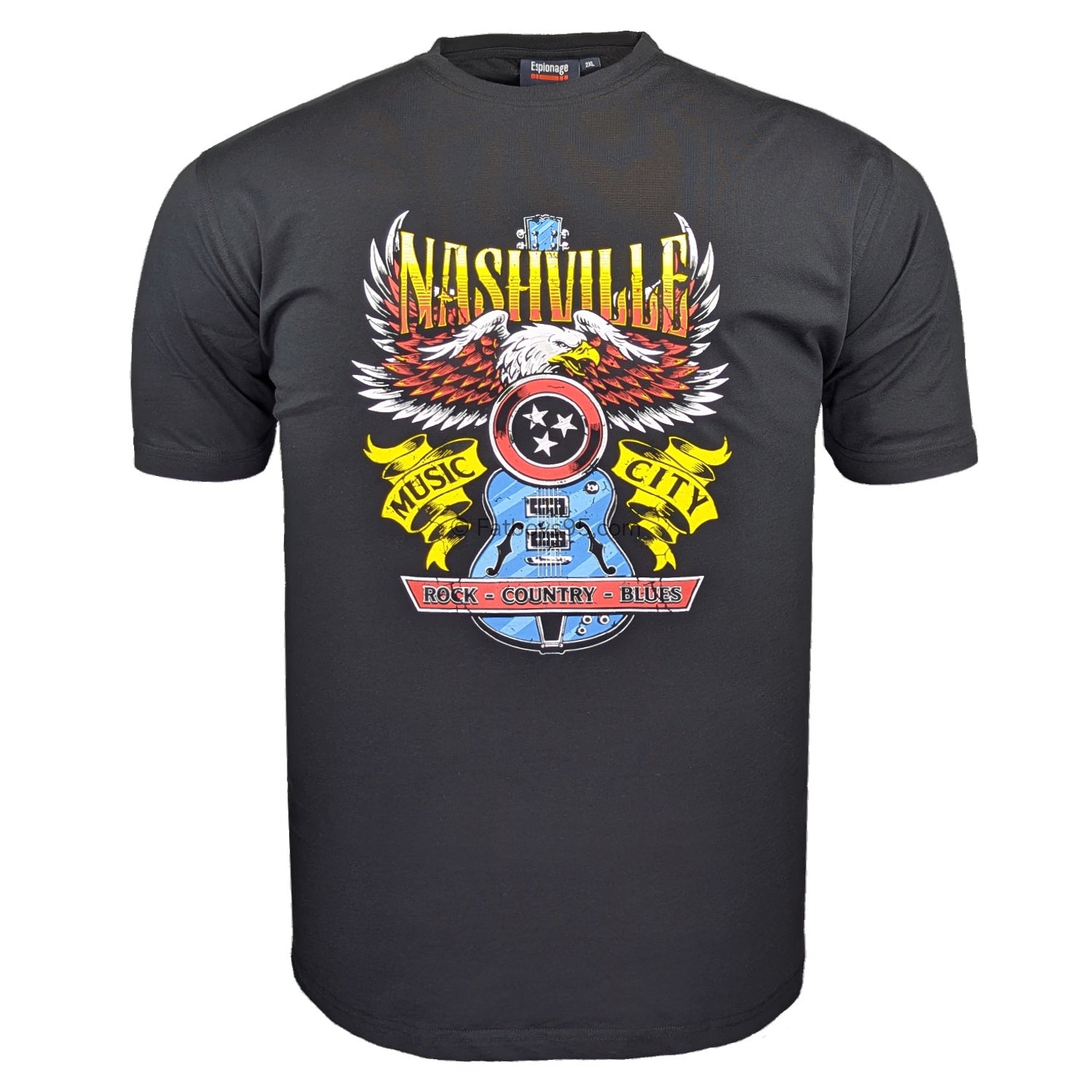 Espionage Nashville Print Tee - T431 - Black 1