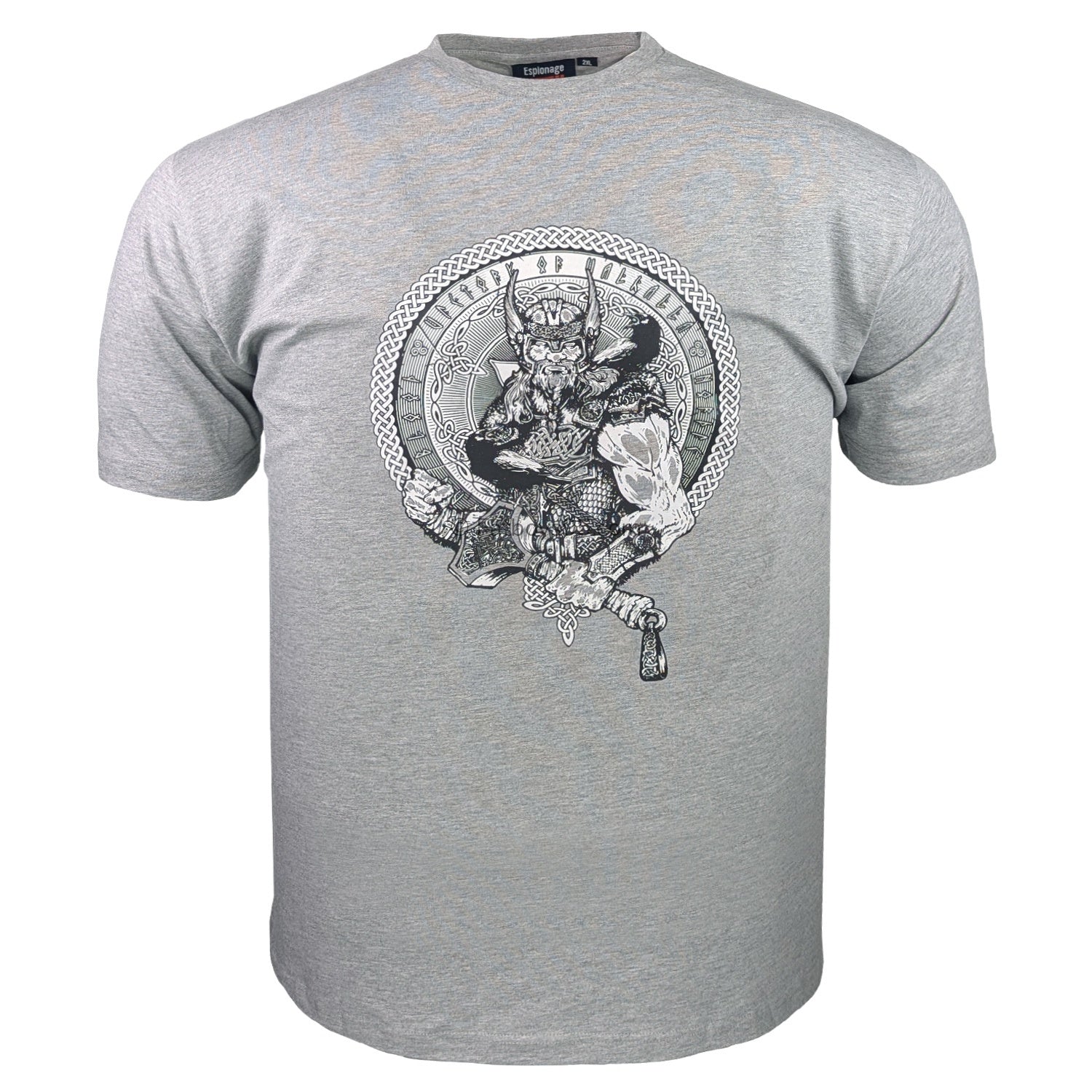 Espionage Thors Hammer Print Tee - T453 - Silver Marl 1