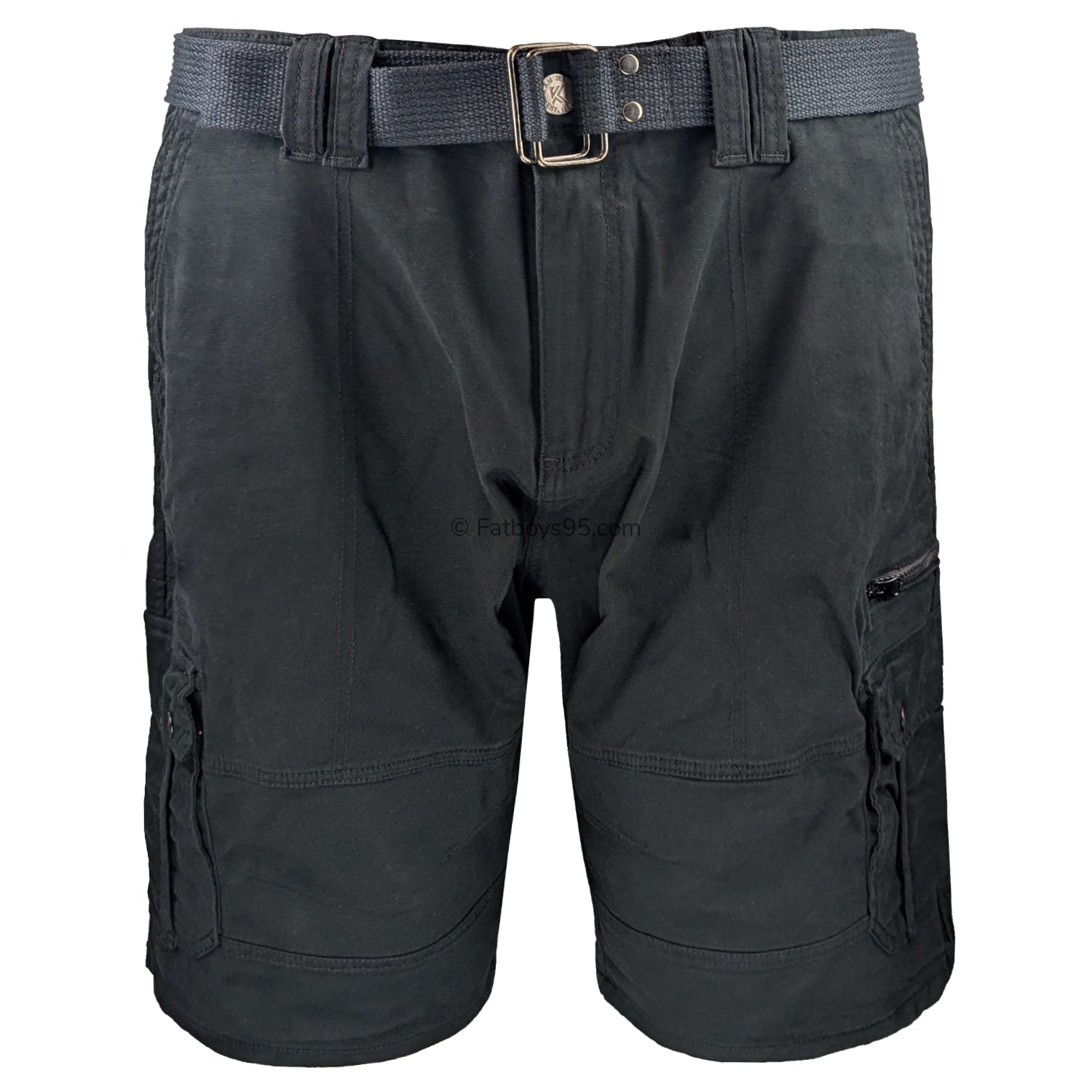 Kam Belted Cargo Stretch Shorts - KBS 343 - Black 1
