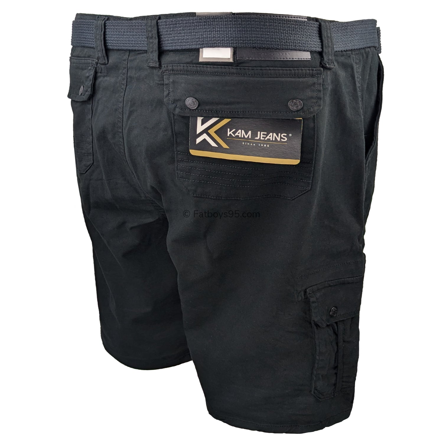 Kam Belted Cargo Stretch Shorts - KBS 343 - Black 5