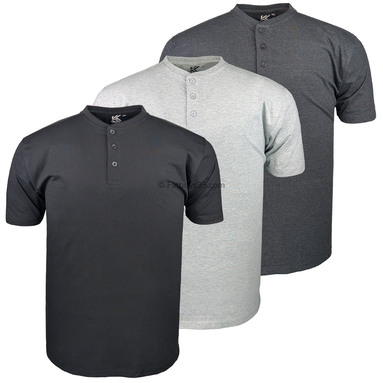 Kam 3 Pack Grandad Tee - KBS 500HV - Black / Grey / Charcoal 1