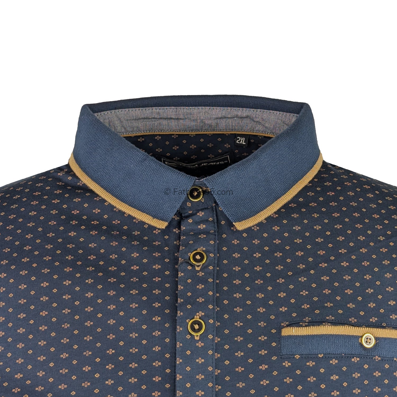 Kam AOP Mini Geo Print Polo - KBS 5529 - Indigo 2