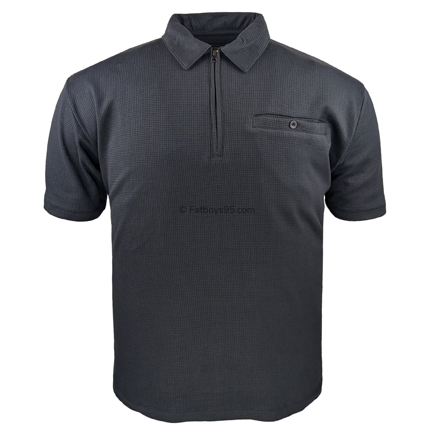 Kam 1/4 Zip Textured Polo - KBS 5538 - Black 1