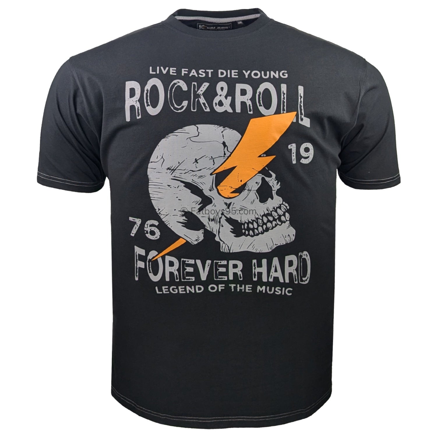 Kam Rock N Roll Skull Print Tee - KBS 5805 - Black 1