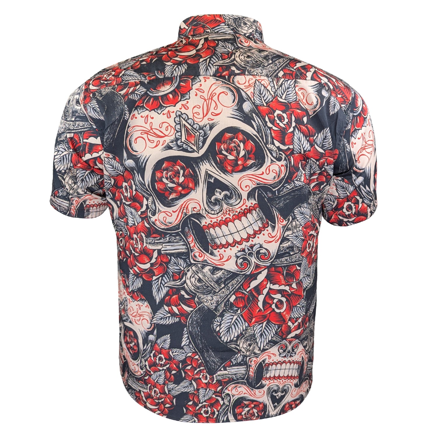 Kam Skull and Roses S/S Shirt - KBS 6062 - Black 3