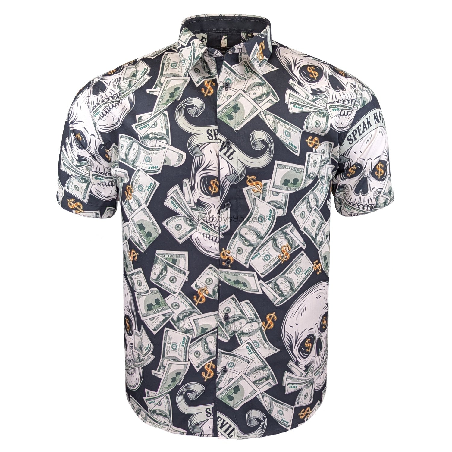 Kam Dollar Bills S/S Shirt - KBS 6064 - Black