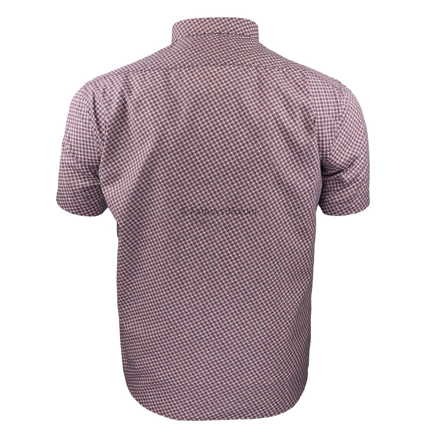 Kam All Over Geo Print S/S Shirt - KBS 6280 - Burgundy 3