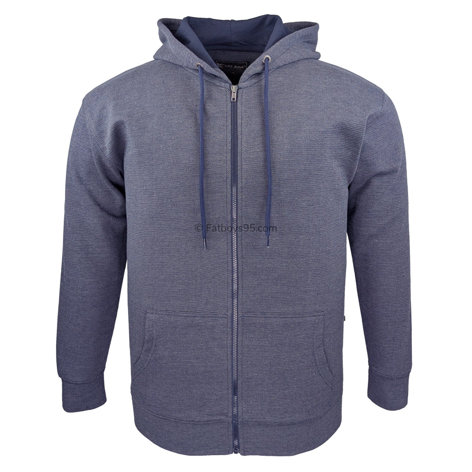 Kam Textured Full Zip Hoody - KBS 7078 - Indigo 1