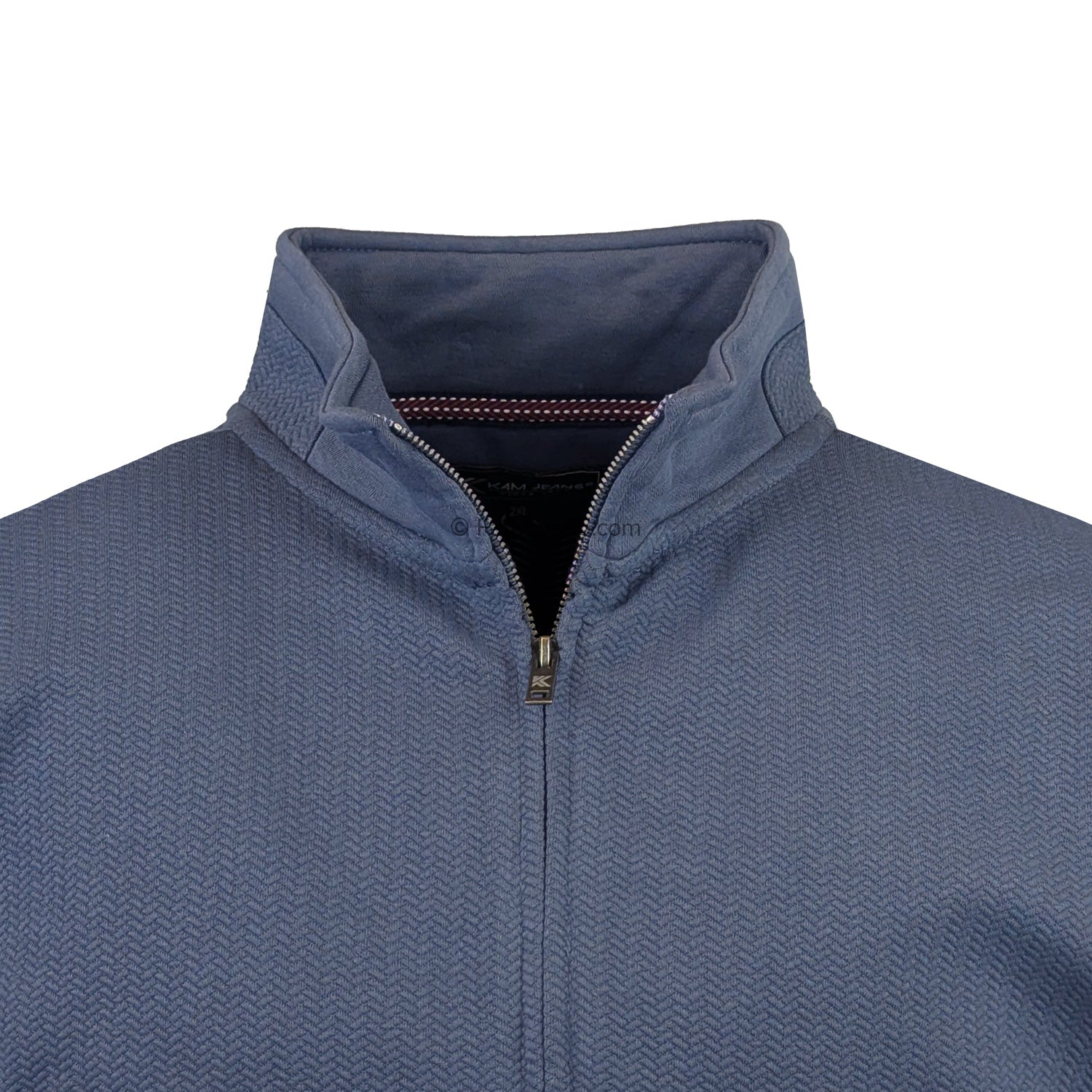 Kam Textured Full Zip Top - KBS 7093 - Vintage Indigo 2