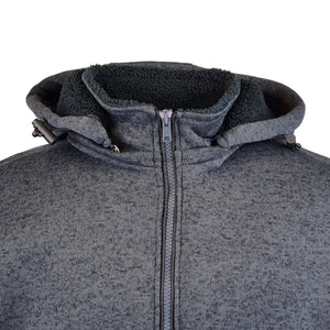 Kam Sherpa Lined Hooded Knit Jacket - KBS KV101 - Charcoal 2