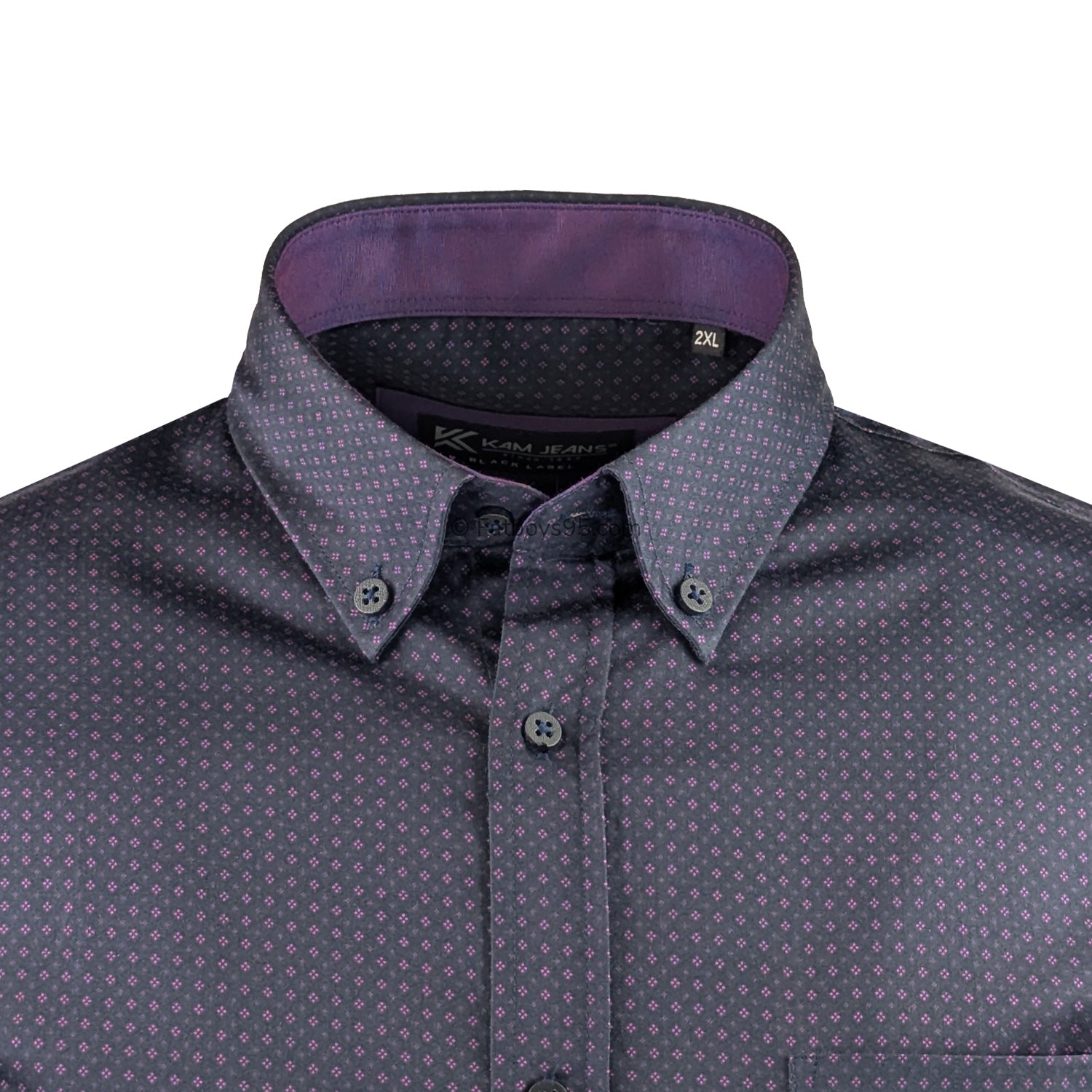 Kam Premium Mini Print S/S Shirt - KBS P057 - Navy 2