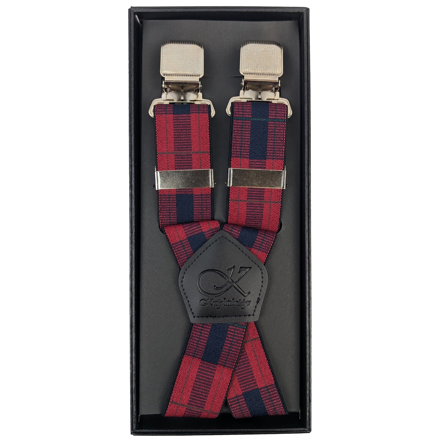 Knightsbridge Clip On Tartan Check Braces - MW107 - Red / Navy