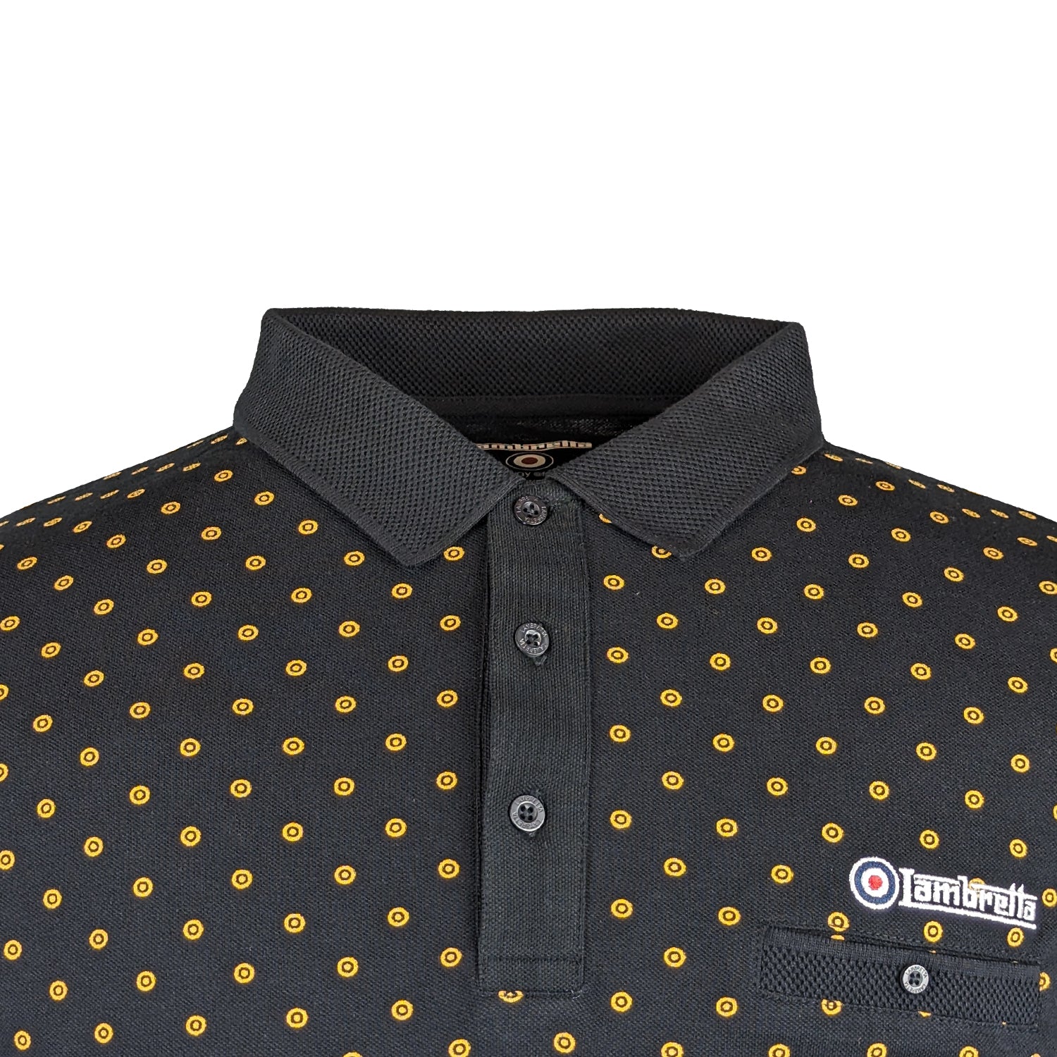 Lambretta Target AOP Premium Polo - LB4299 - Black