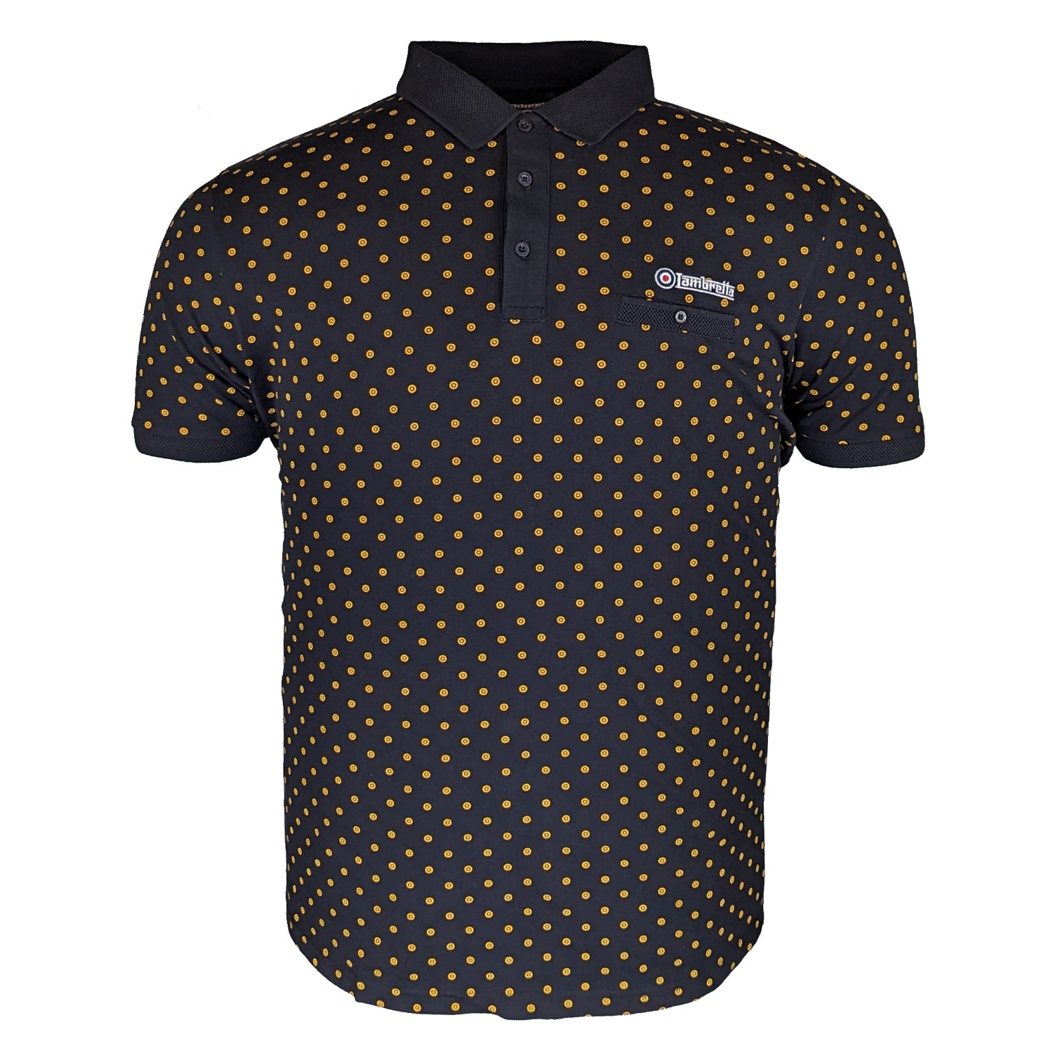 Lambretta Target AOP Premium Polo - LB4299 - Black