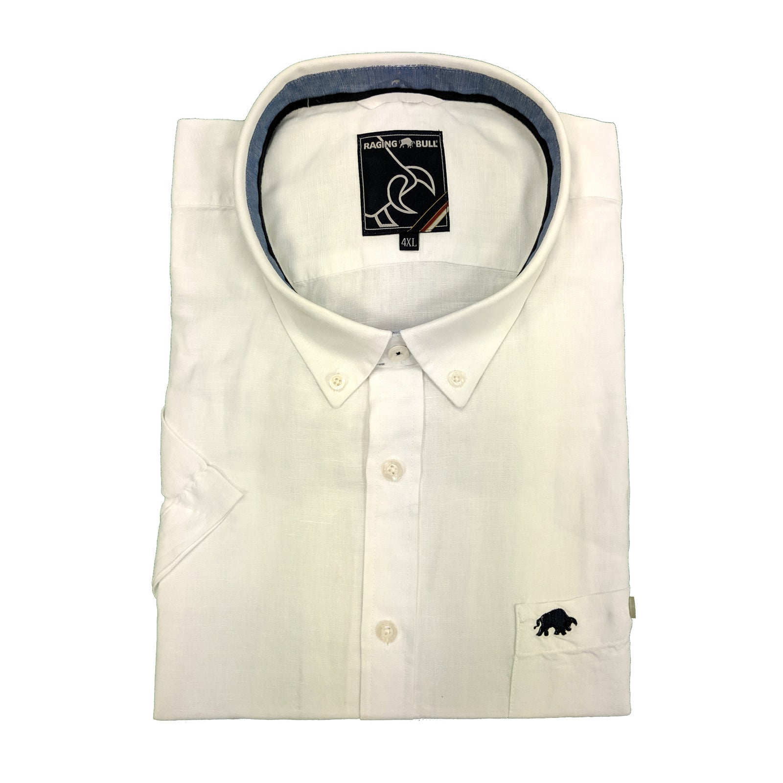 Raging Bull S/S Plain Linen Shirt - S1454 - White 1