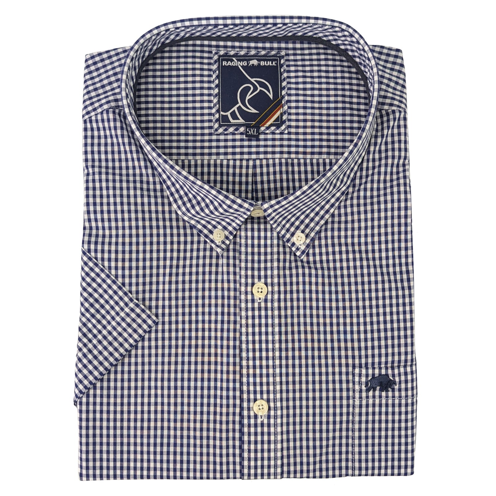Raging Bull S/S Fine Gingham Shirt - S16CS16 - Navy 1