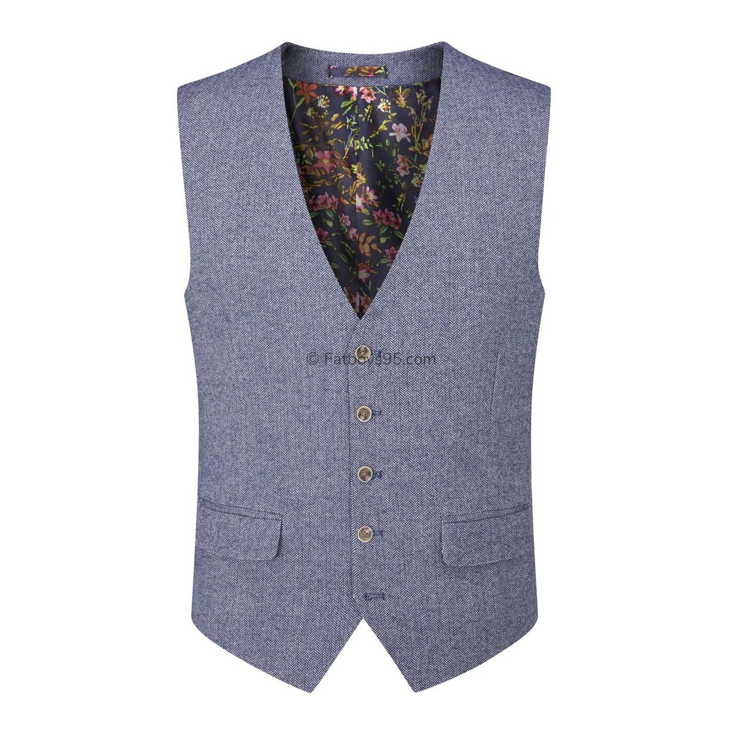 Skopes Tweed Herringbone Waistcoat - MM10050 - Jude - Blue