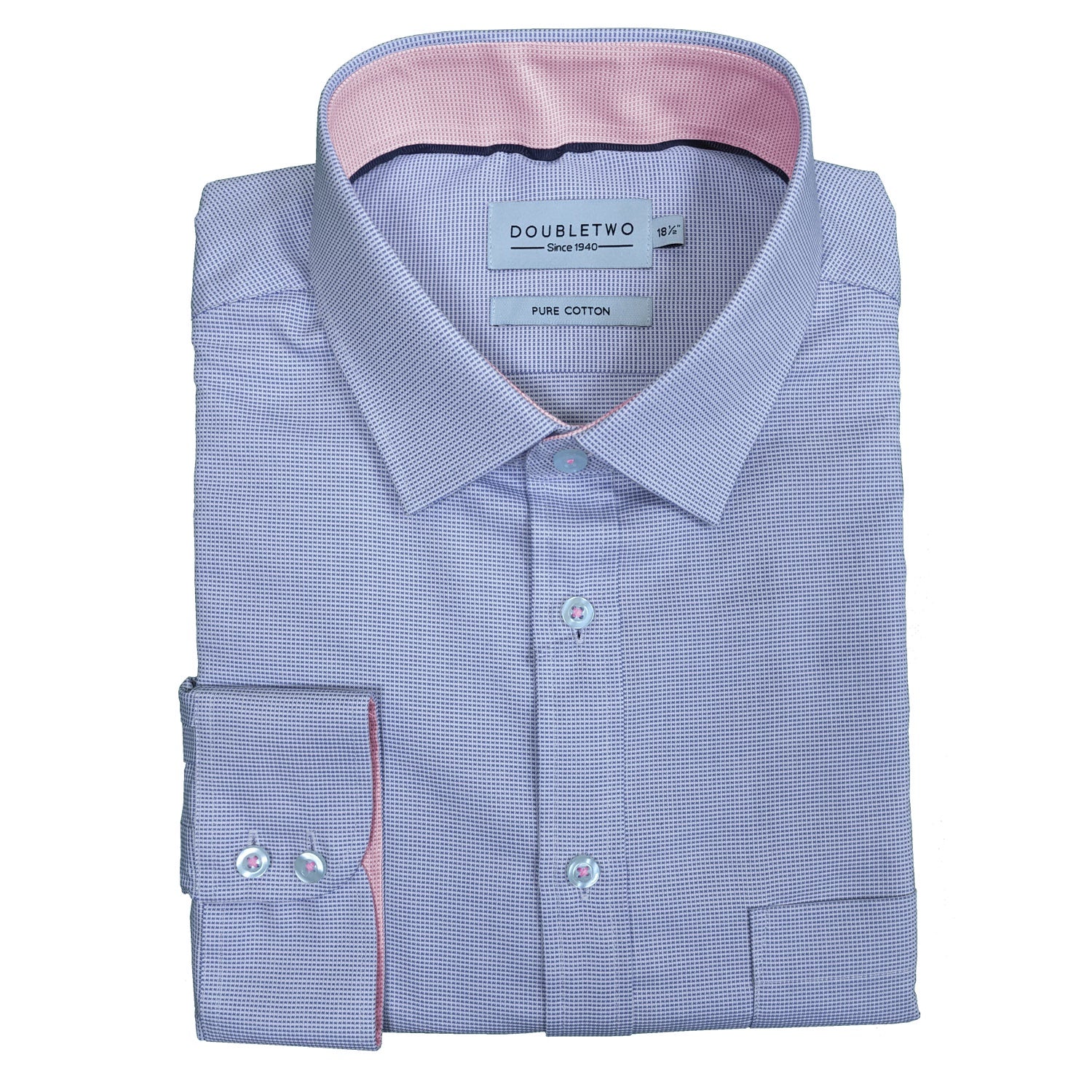 Double Two Square Dobby Weave L/S Shirt - GS4152 - Blue 1