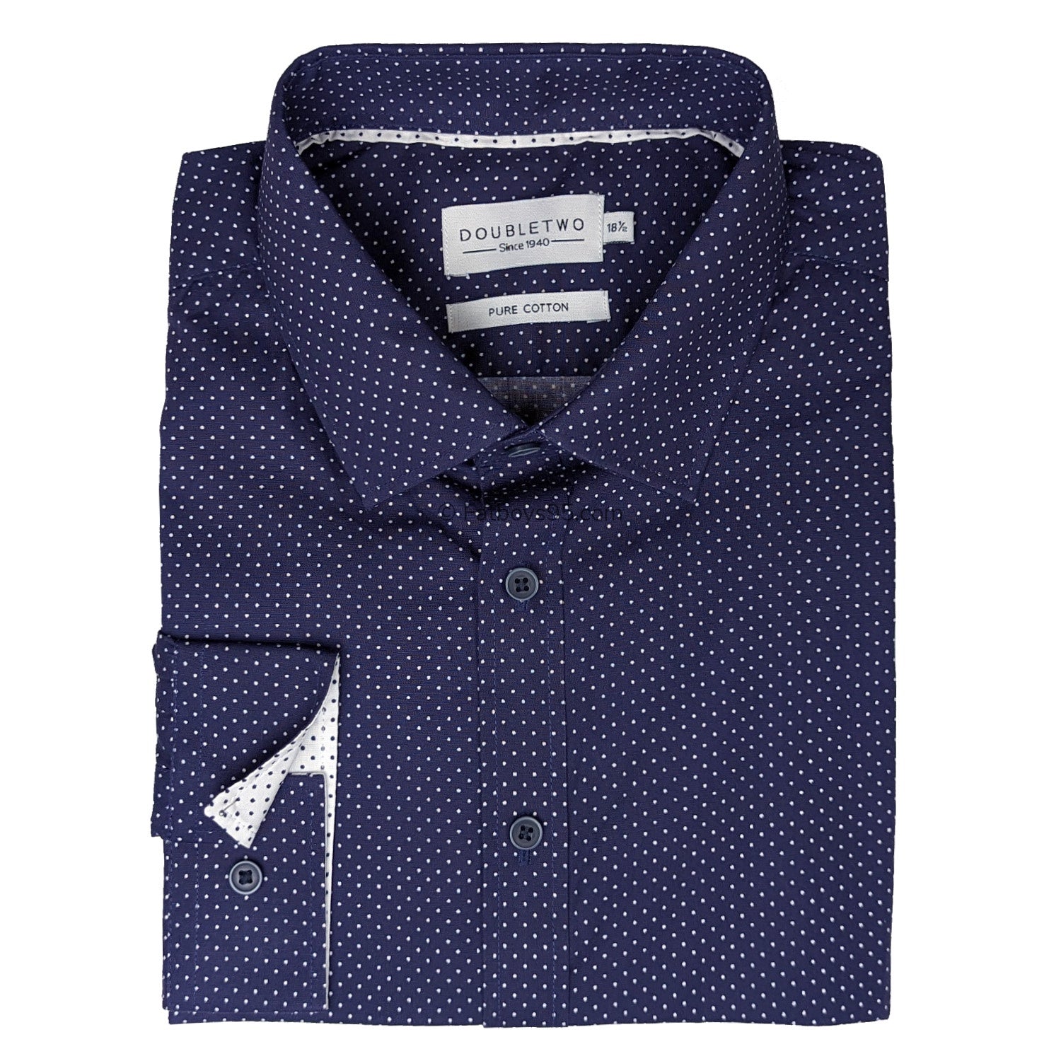Double Two Dotted L/S Shirt - GS4212 - Navy 1