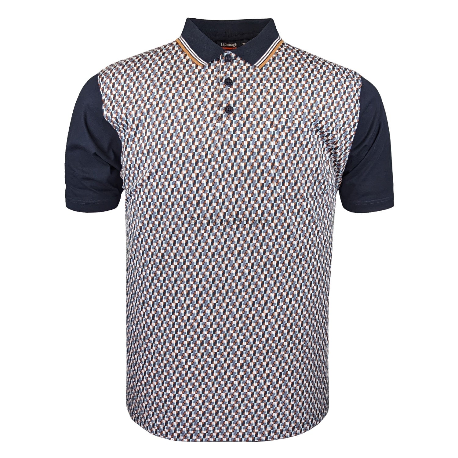 Espionage Tipped Pique Polo - P205 - Navy 1