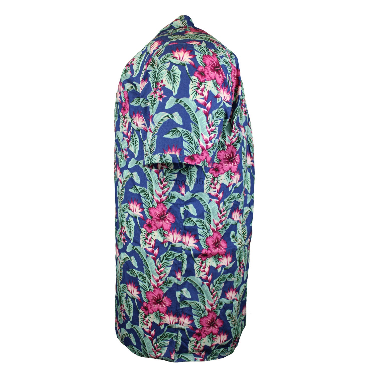 Espionage Hibiscus Print S/S Shirt - SH389 - Blue / Green 5