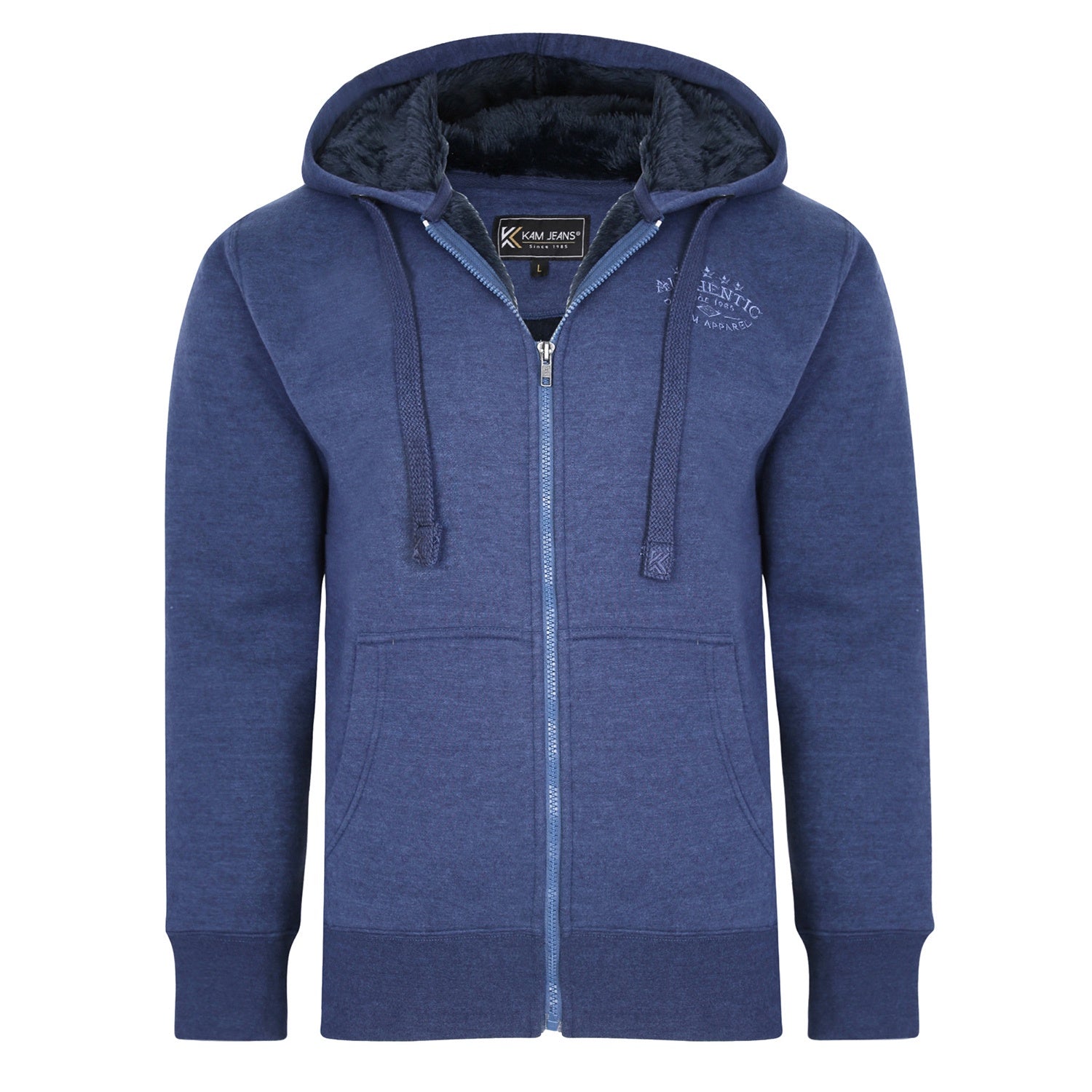 Kam Full Zip Sherpa Lined Hoody - KBS 7054 - Royal Blue Marl 1