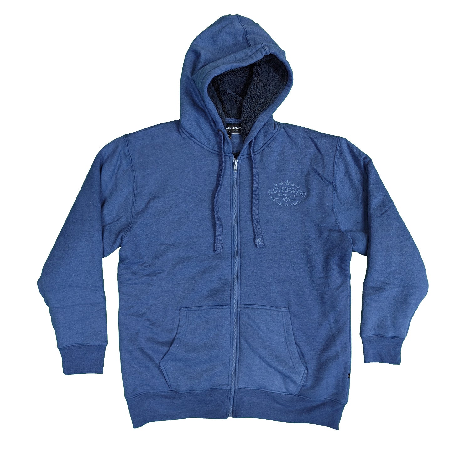 Kam Full Zip Sherpa Lined Hoody - KBS 7054 - Royal Blue Marl 2
